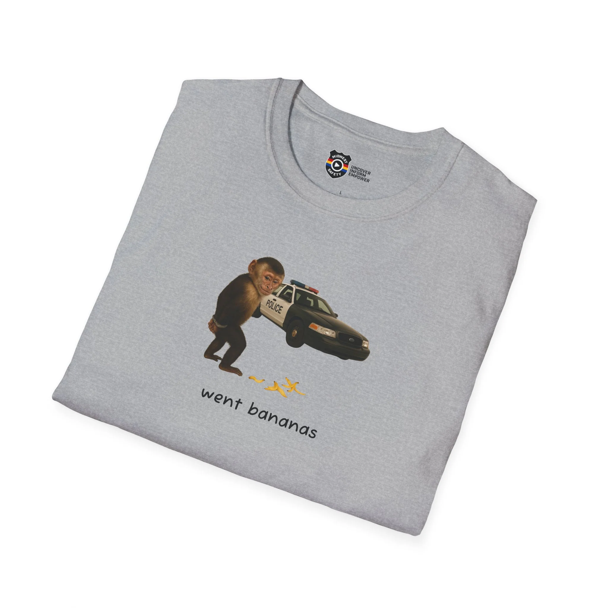 Went Bananas Unisex Softstyle Police Silly T-Shirt - Fun & Quirky Graphic Tee