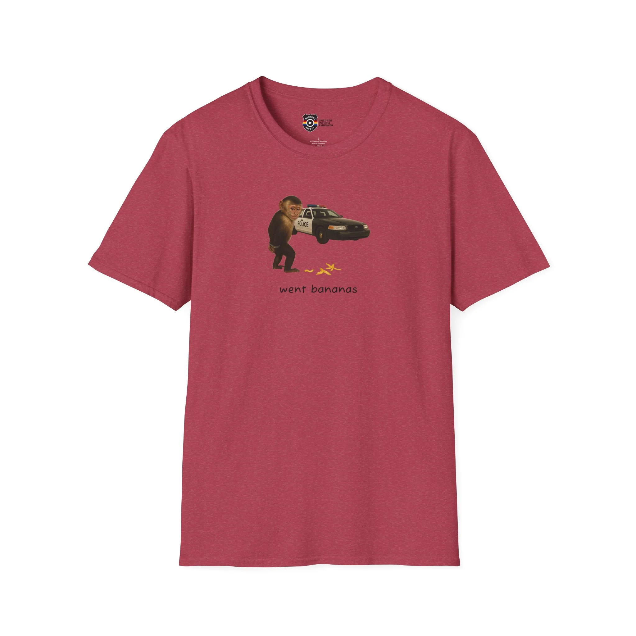 Went Bananas Unisex Softstyle Police Silly T-Shirt - Fun & Quirky Graphic Tee - Image 10