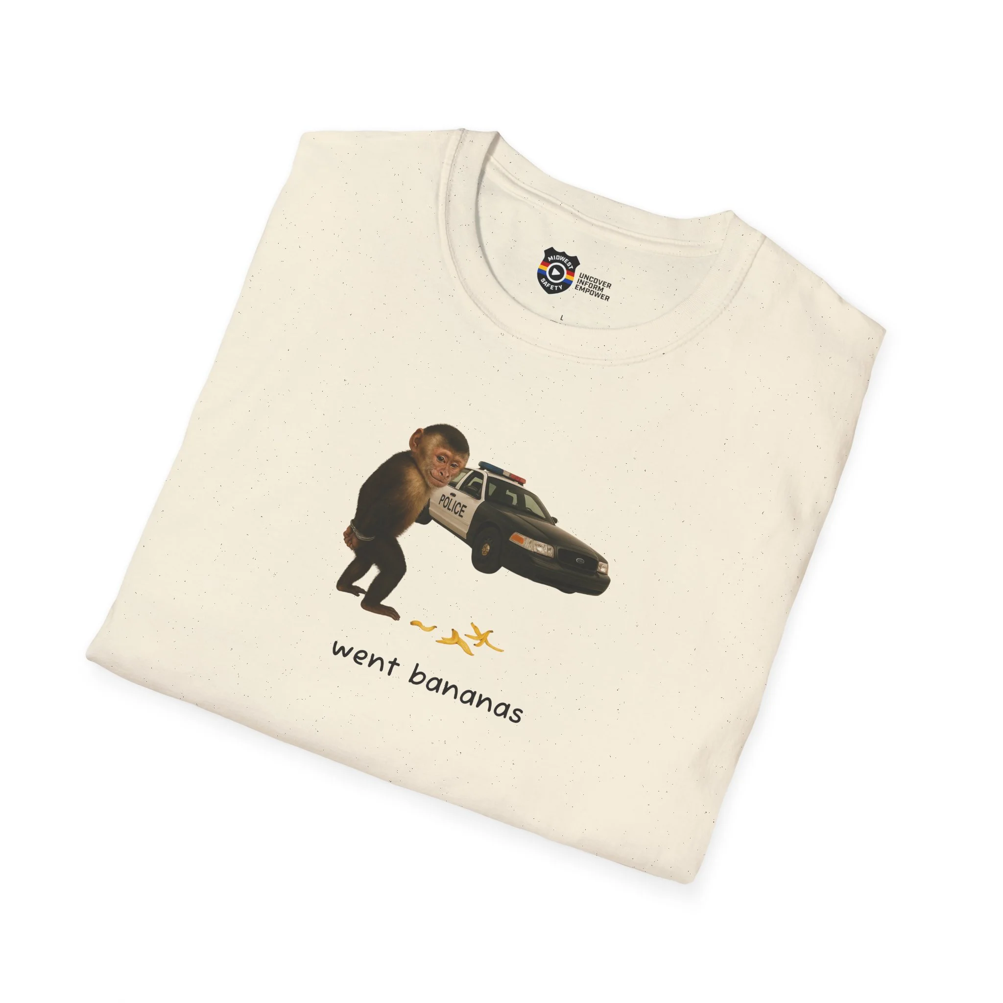 Went Bananas Unisex Softstyle Police Silly T-Shirt - Fun & Quirky Graphic Tee - Image 2
