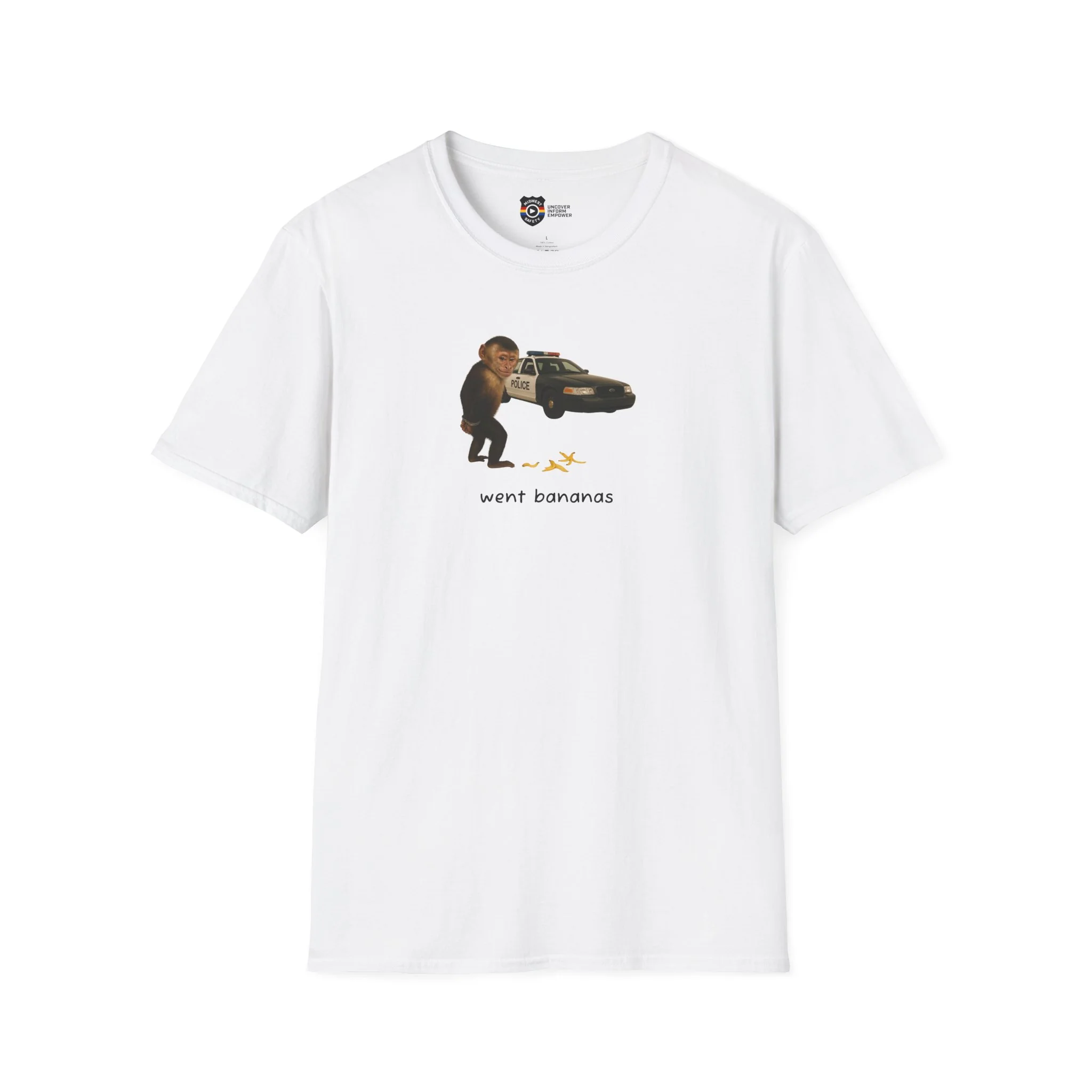 Went Bananas Unisex Softstyle Police Silly T-Shirt - Fun & Quirky Graphic Tee - Image 3
