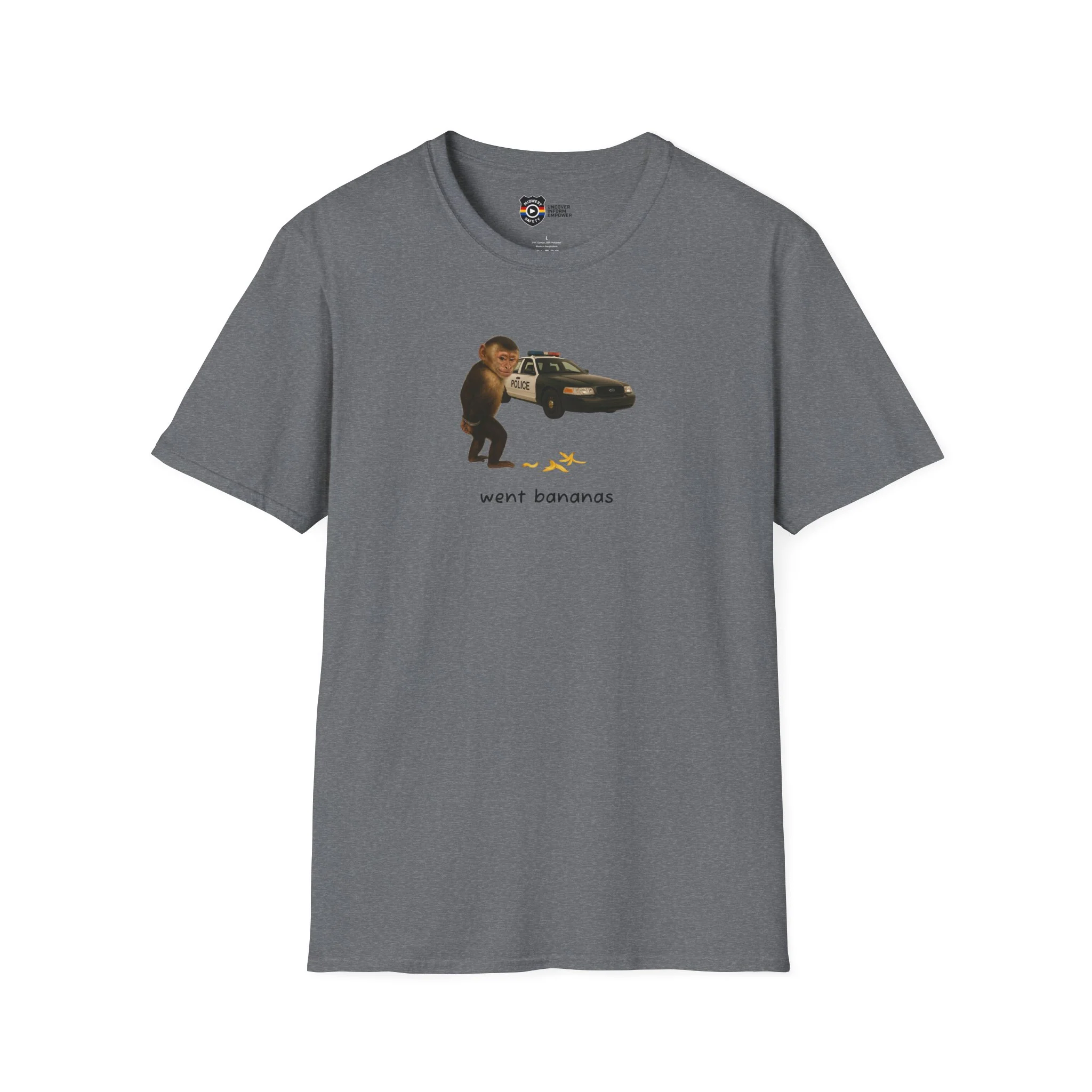 Went Bananas Unisex Softstyle Police Silly T-Shirt - Fun & Quirky Graphic Tee - Image 4