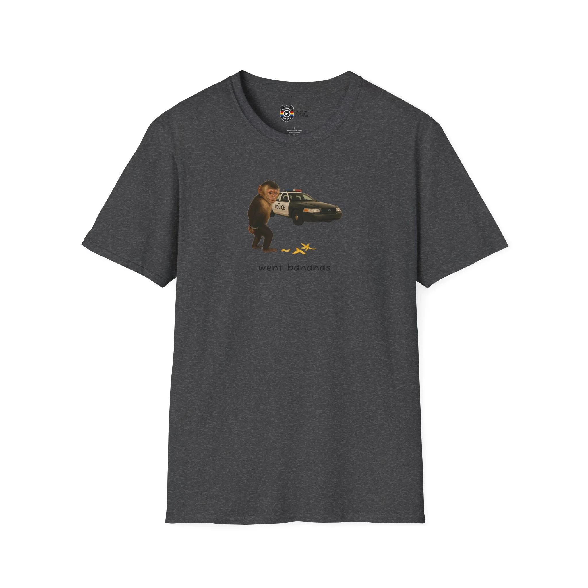 Went Bananas Unisex Softstyle Police Silly T-Shirt - Fun & Quirky Graphic Tee - Image 5