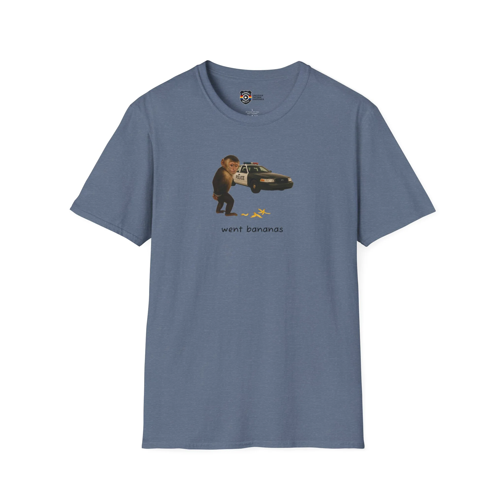Went Bananas Unisex Softstyle Police Silly T-Shirt - Fun & Quirky Graphic Tee - Image 7