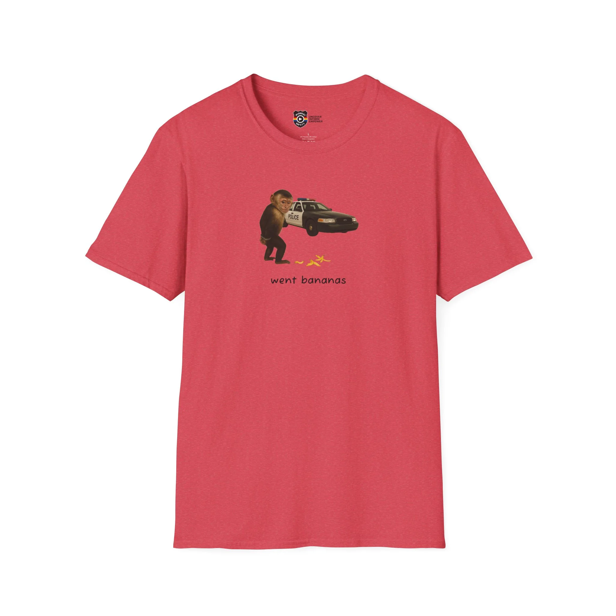 Went Bananas Unisex Softstyle Police Silly T-Shirt - Fun & Quirky Graphic Tee - Image 9