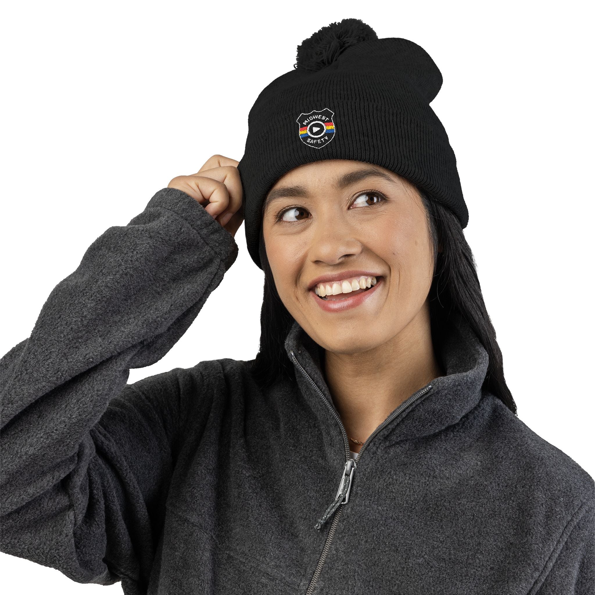 Cozy Pom-Pom Knit Cap - Stylish Winter Beanie, Holiday Gift, Warm Hat for Outdoor Activities, Beanie with Custom Embroidery - Image 14