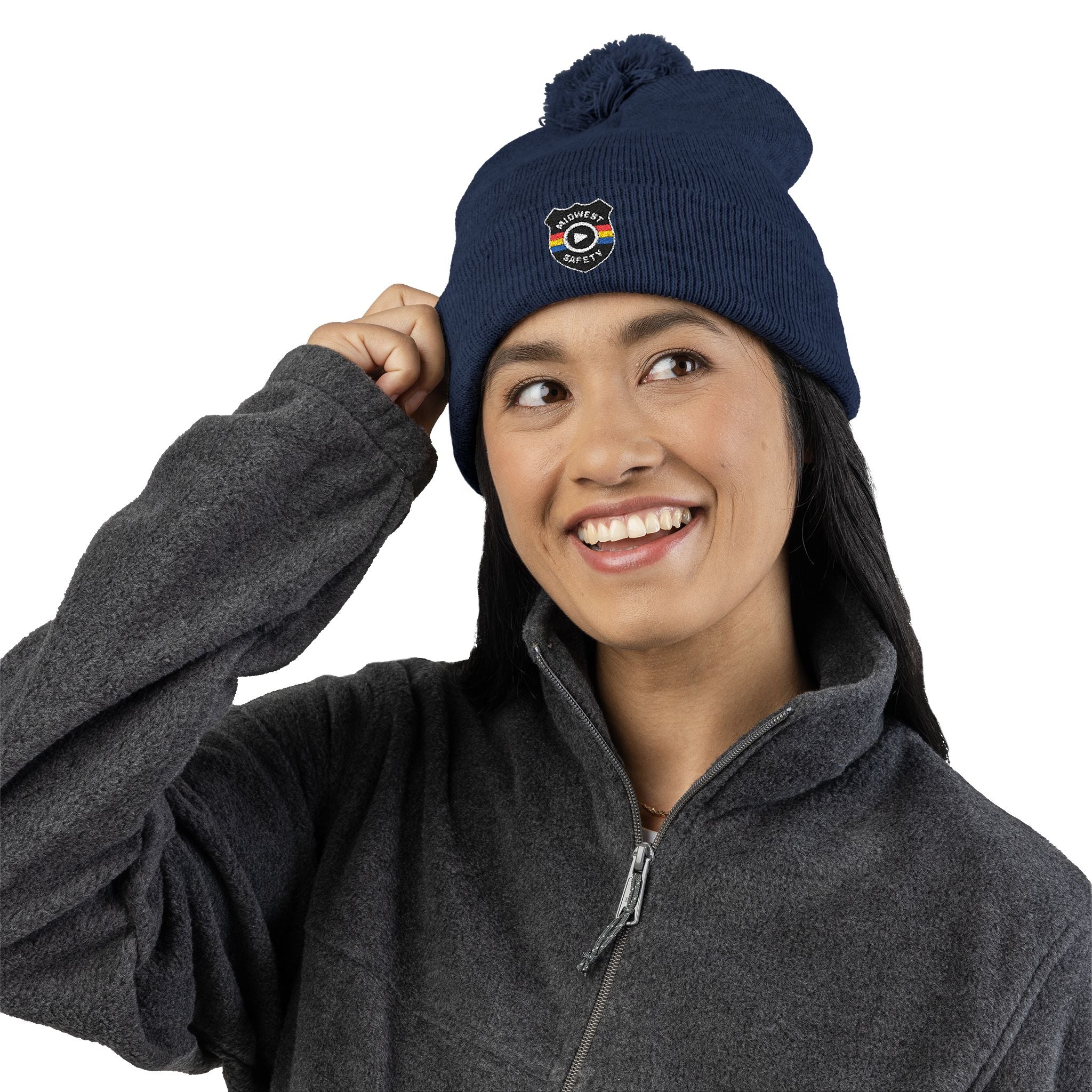 Cozy Pom-Pom Knit Cap - Stylish Winter Beanie, Holiday Gift, Warm Hat for Outdoor Activities, Beanie with Custom Embroidery - Image 42