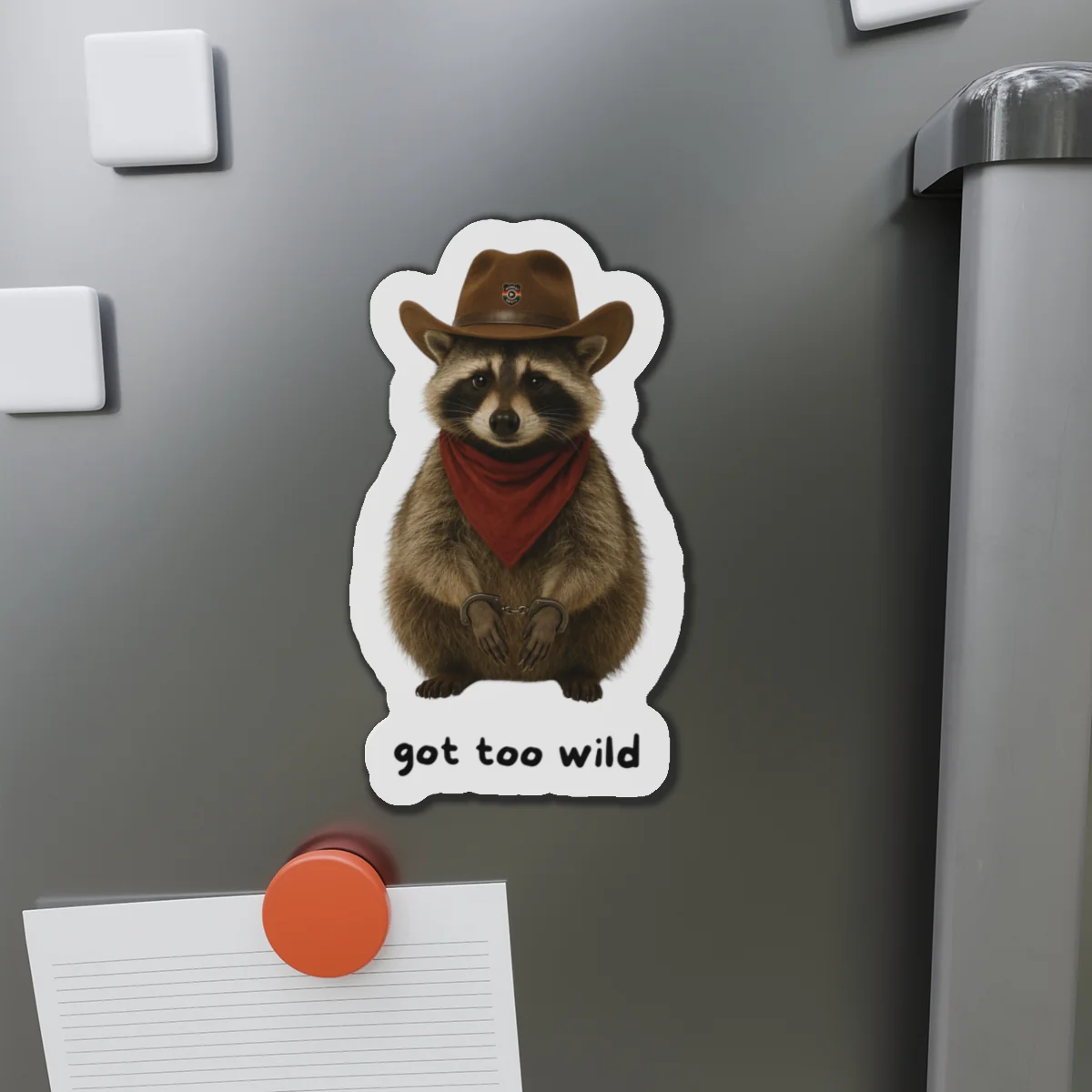 Fun Raccoon Die-Cut Magnet | "Got Too Wild" Design - Image 5