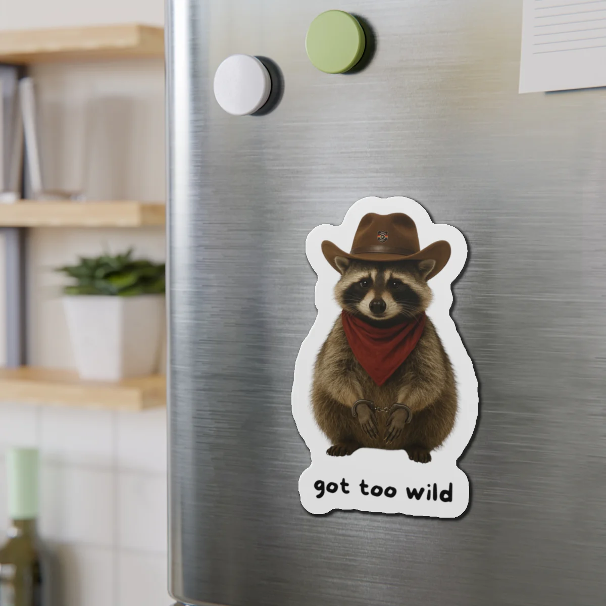 Fun Raccoon Die-Cut Magnet | "Got Too Wild" Design - Image 6