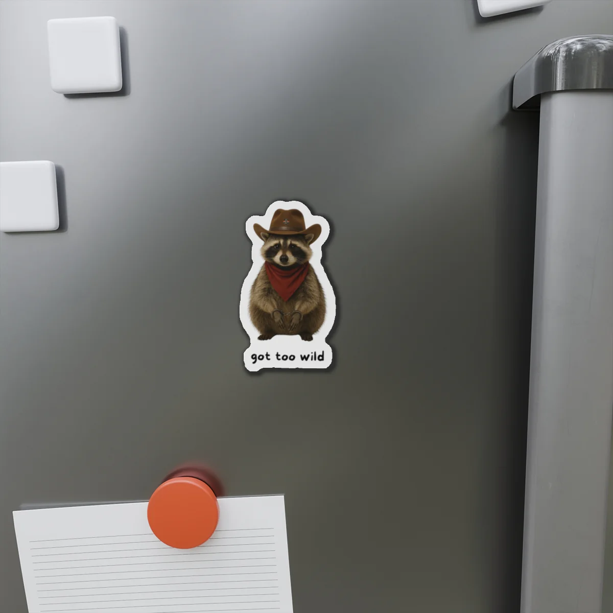 Fun Raccoon Die-Cut Magnet | "Got Too Wild" Design - Image 7