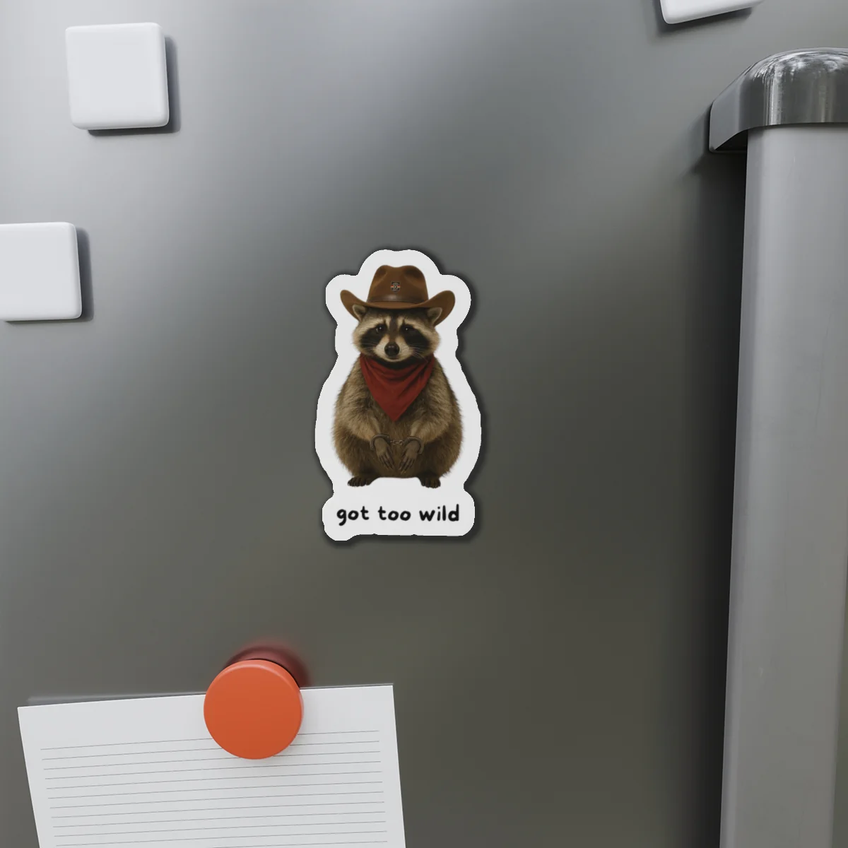 Fun Raccoon Die-Cut Magnet | "Got Too Wild" Design - Image 9
