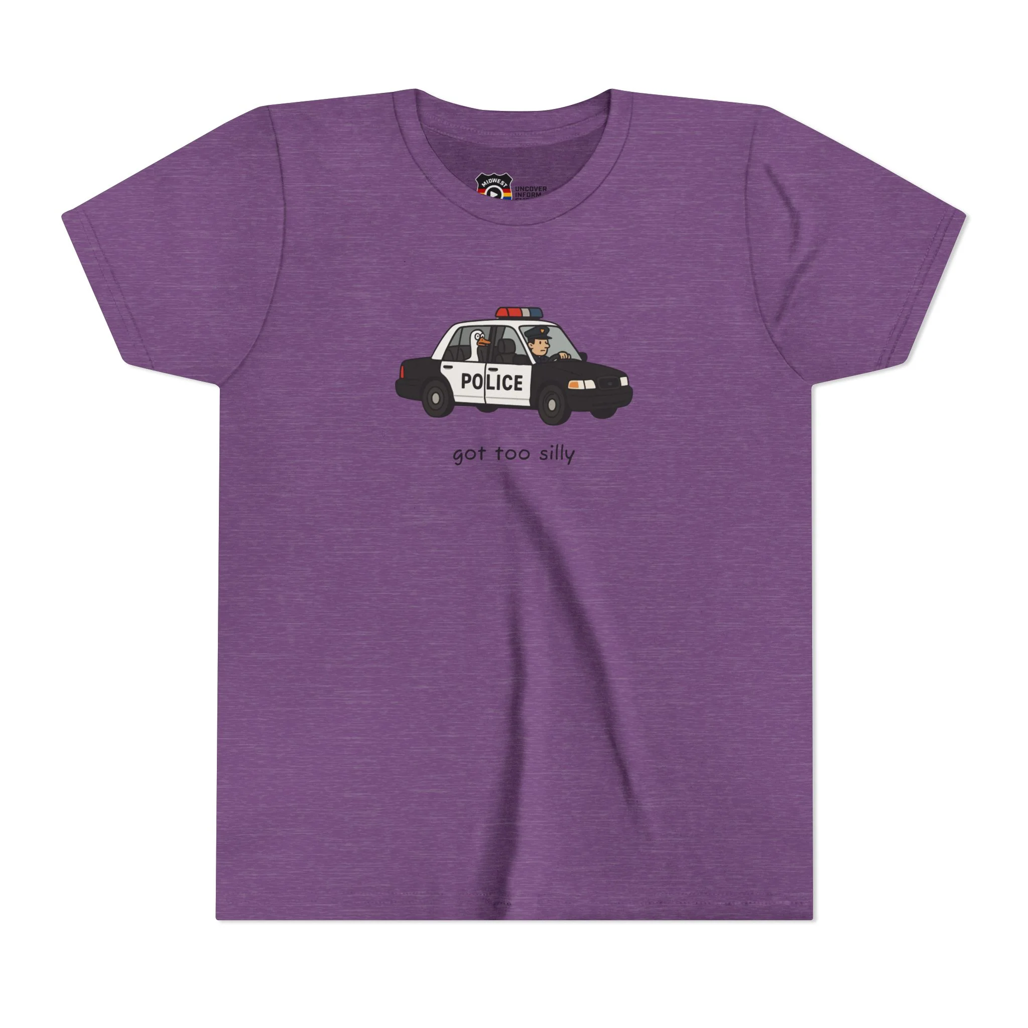 Youth Short Sleeve Tee Funny Police Car, 'Got Too Silly' - Image 10