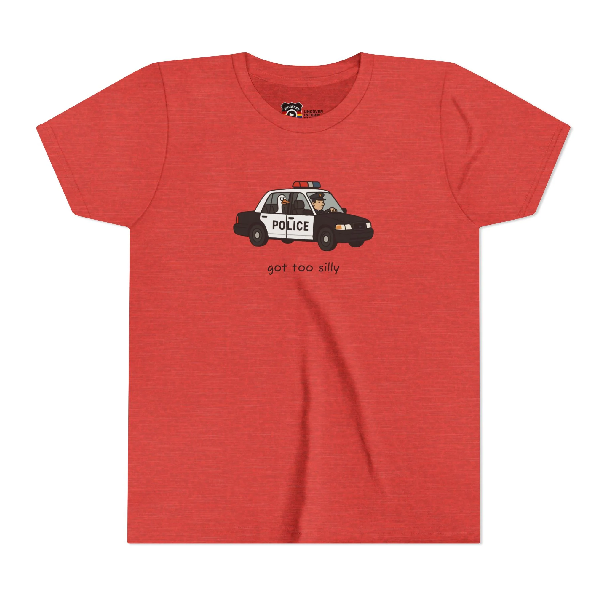 Youth Short Sleeve Tee Funny Police Car, 'Got Too Silly' - Image 12