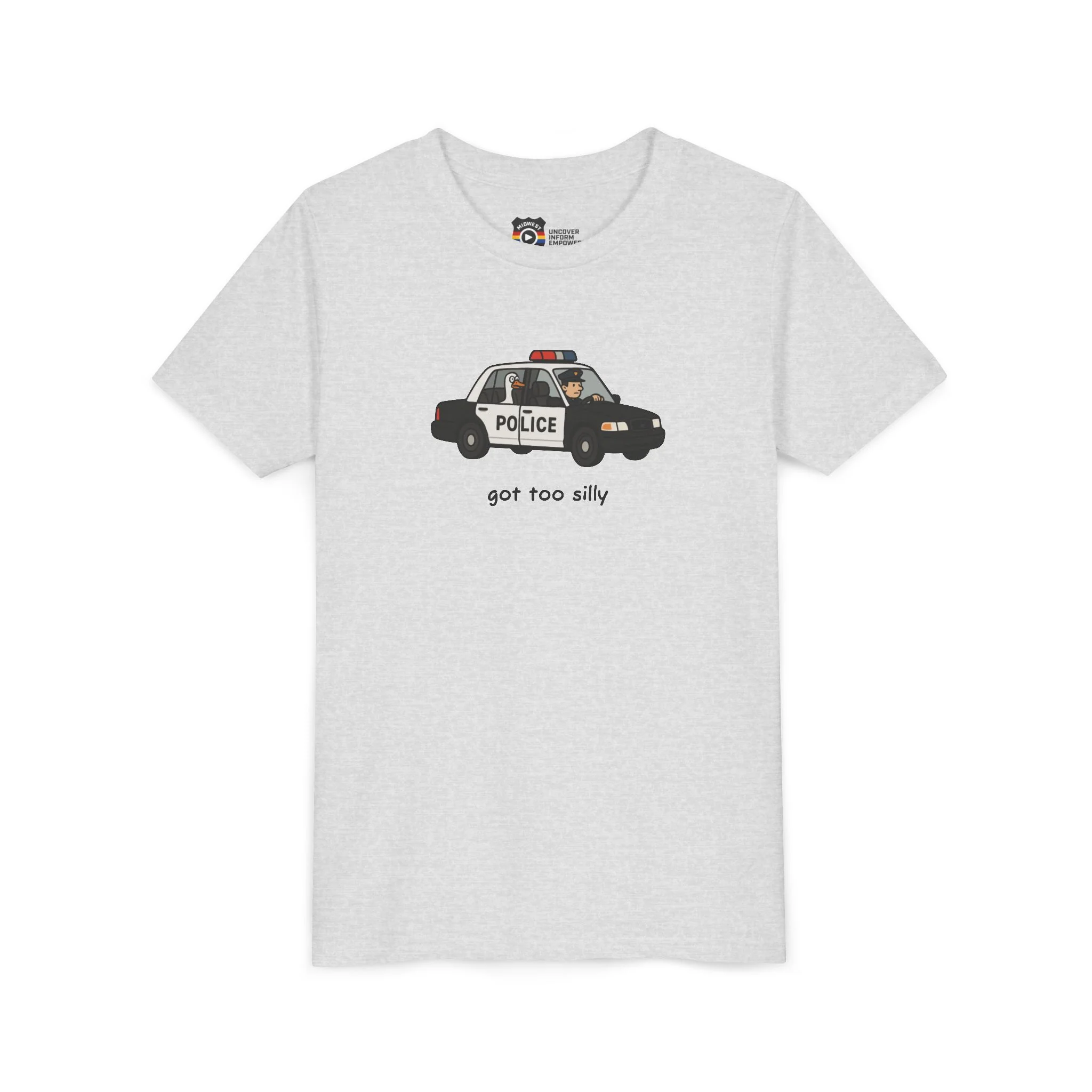 Youth Short Sleeve Tee Funny Police Car, 'Got Too Silly' - Image 14