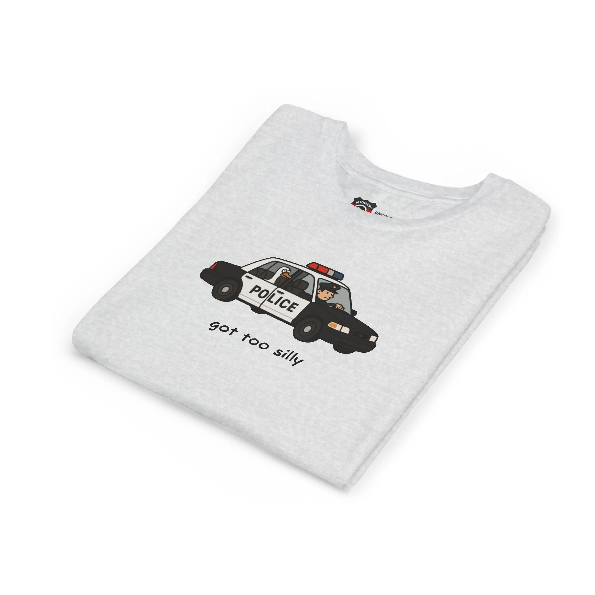 Youth Short Sleeve Tee Funny Police Car, 'Got Too Silly' - Image 15