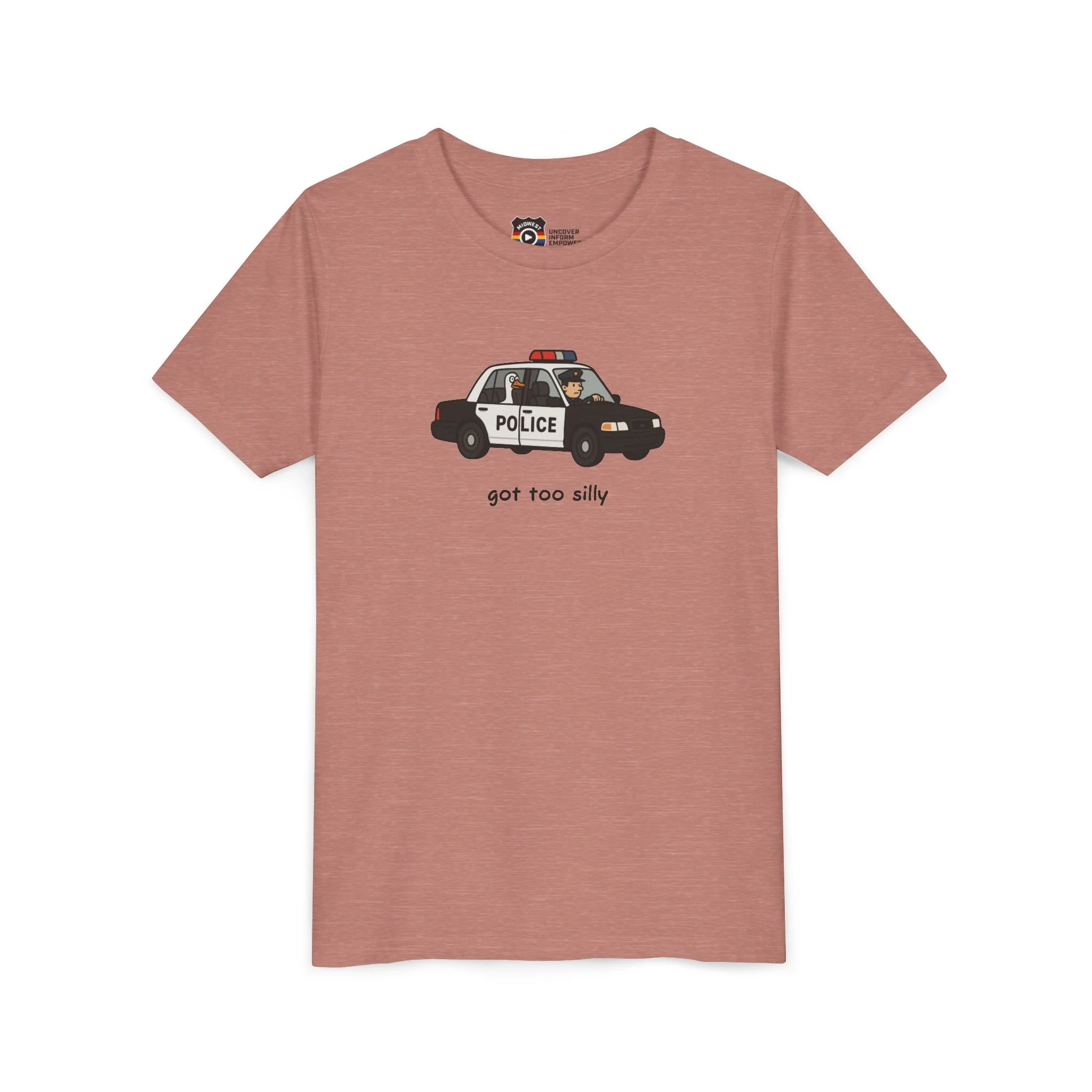 Youth Short Sleeve Tee Funny Police Car, 'Got Too Silly' - Image 19