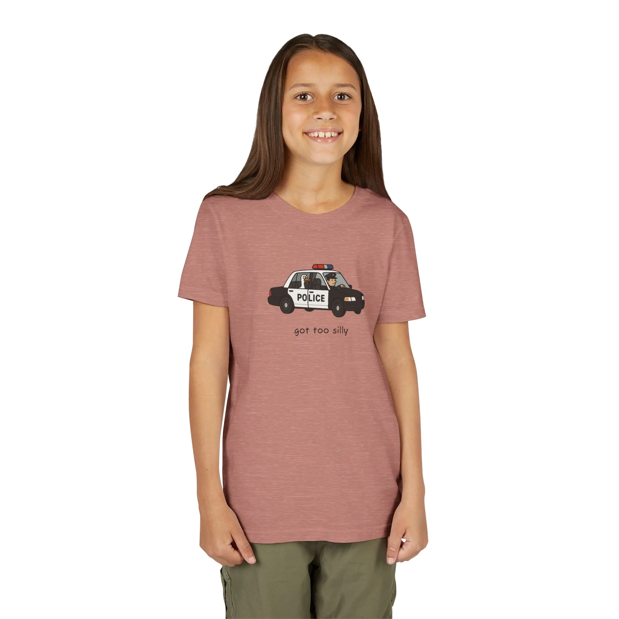 Youth Short Sleeve Tee Funny Police Car, 'Got Too Silly' - Image 20