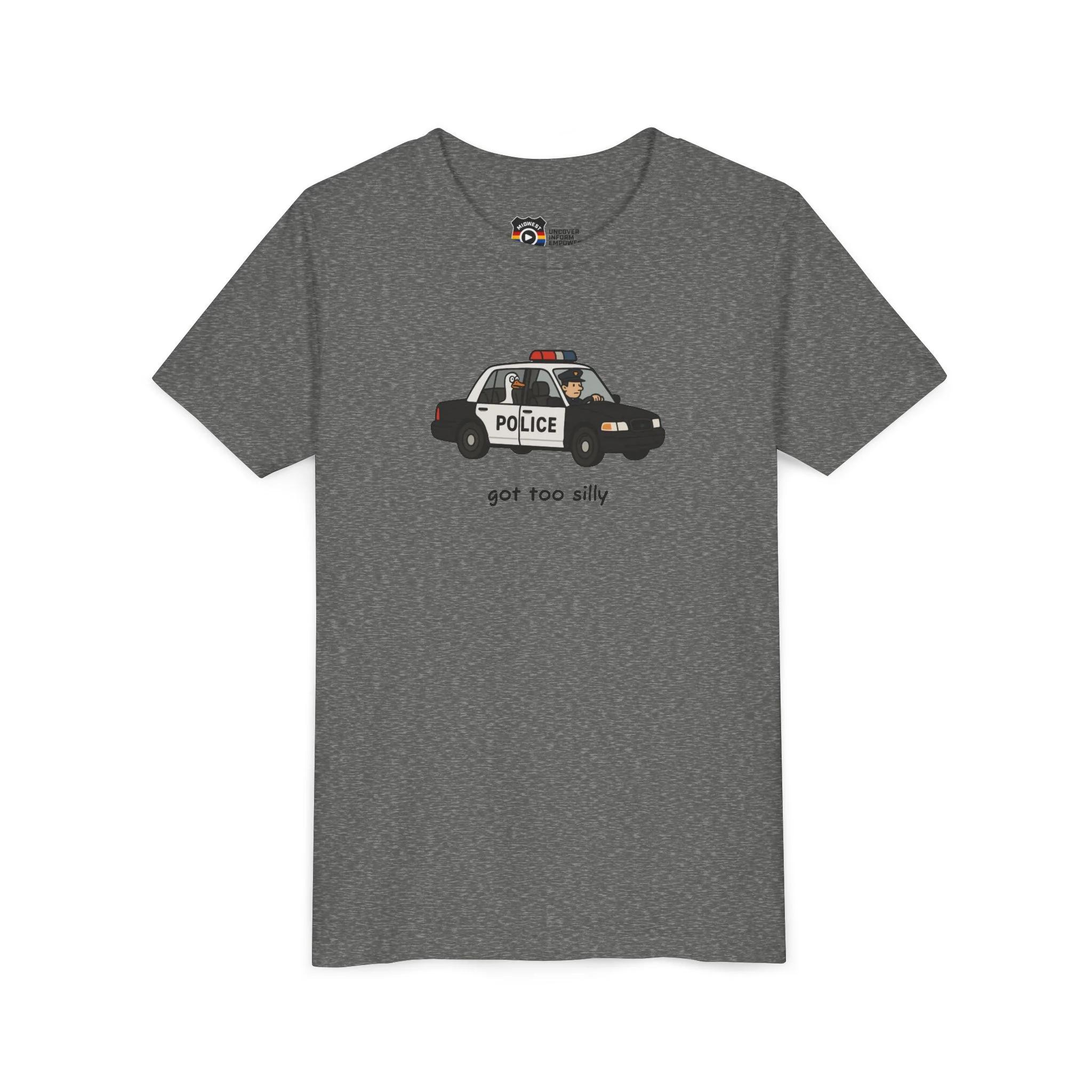 Youth Short Sleeve Tee Funny Police Car, 'Got Too Silly' - Image 22