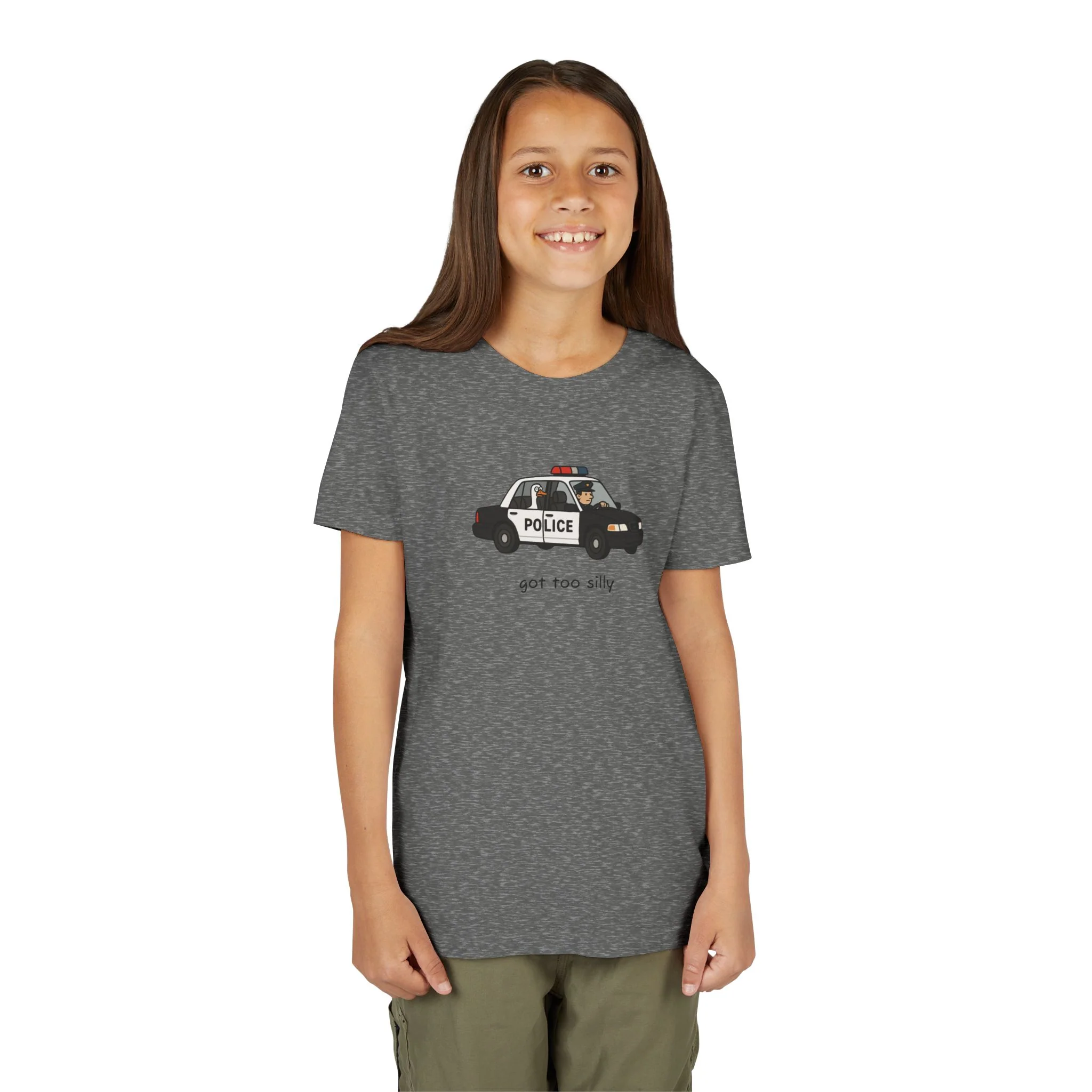 Youth Short Sleeve Tee Funny Police Car, 'Got Too Silly' - Image 23