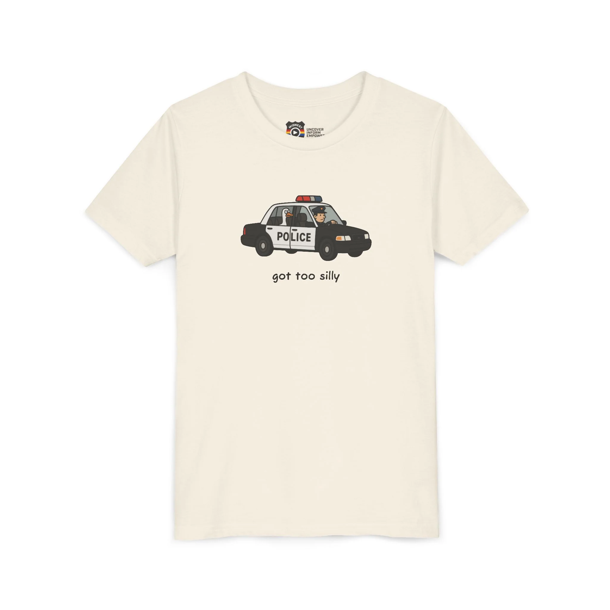 Youth Short Sleeve Tee Funny Police Car, 'Got Too Silly' - Image 26