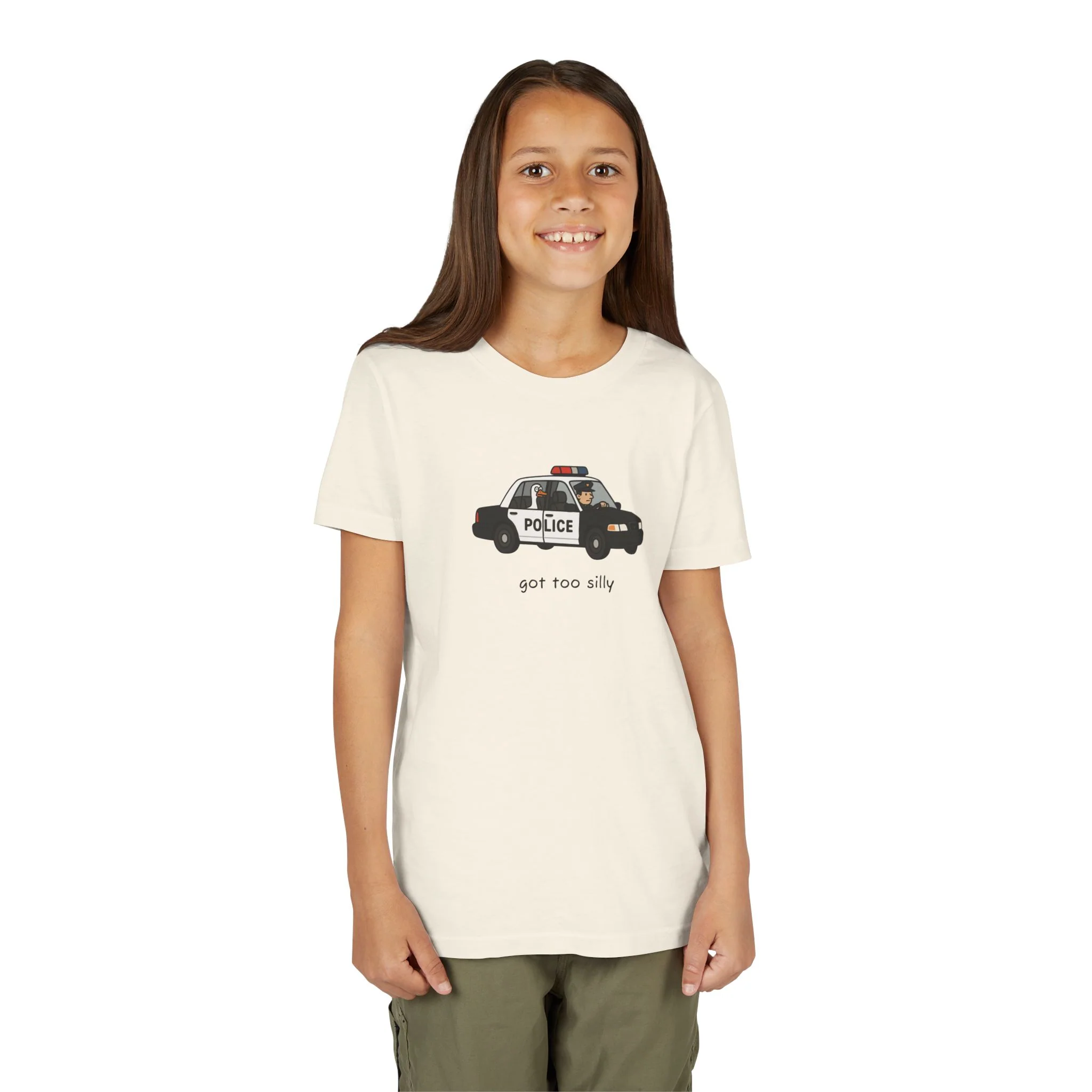 Youth Short Sleeve Tee Funny Police Car, 'Got Too Silly' - Image 28