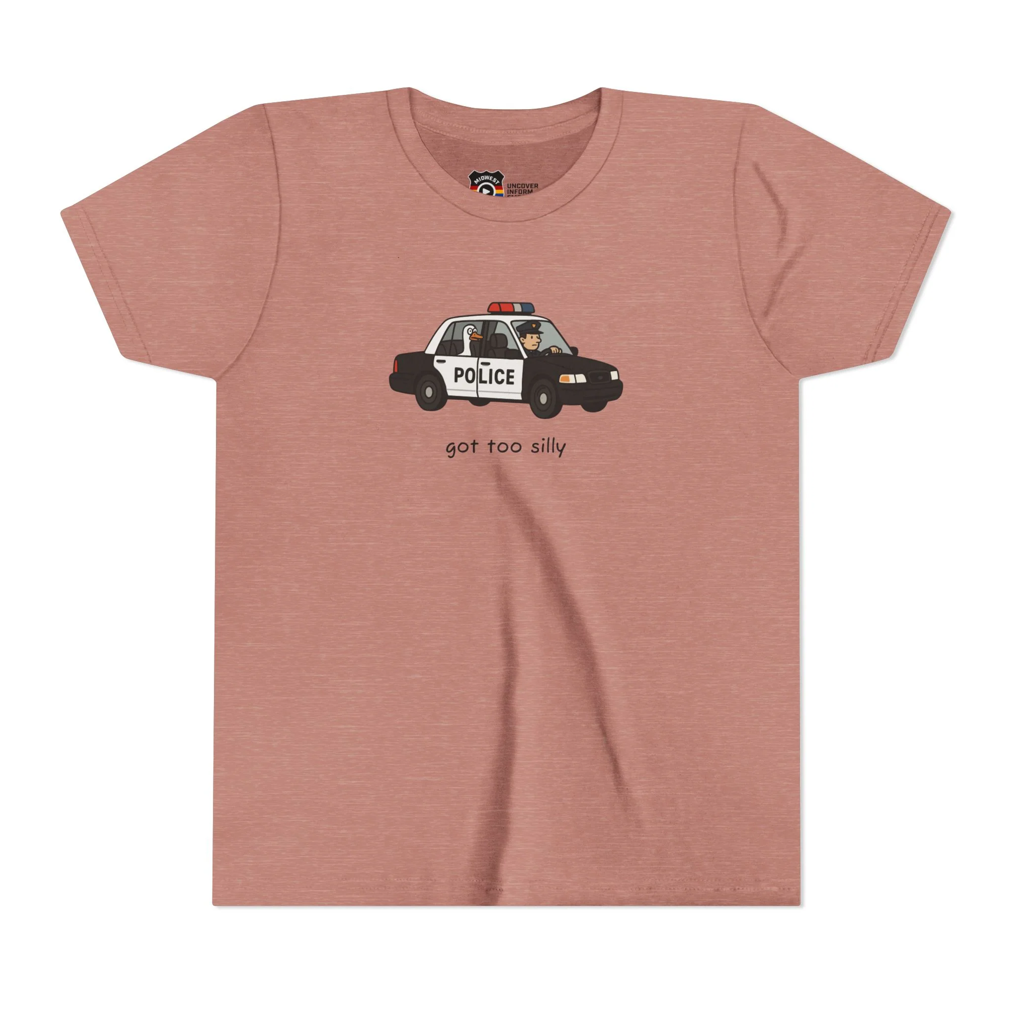 Youth Short Sleeve Tee Funny Police Car, 'Got Too Silly' - Image 3