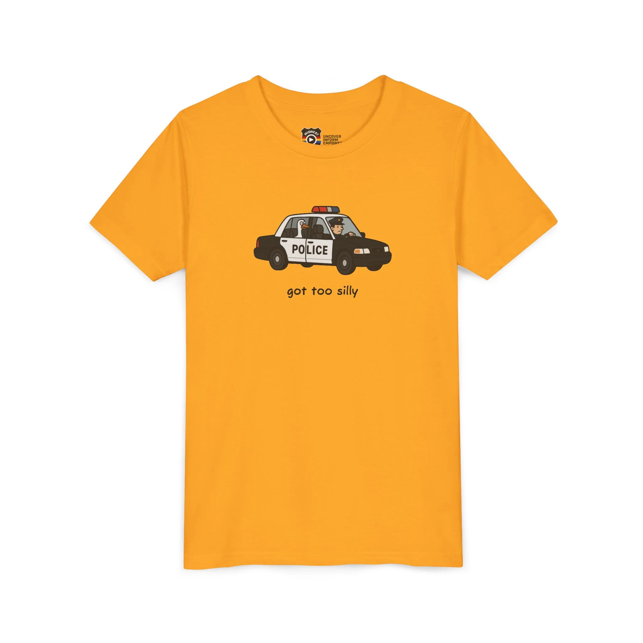 Youth Short Sleeve Tee Funny Police Car, 'Got Too Silly' - Image 31