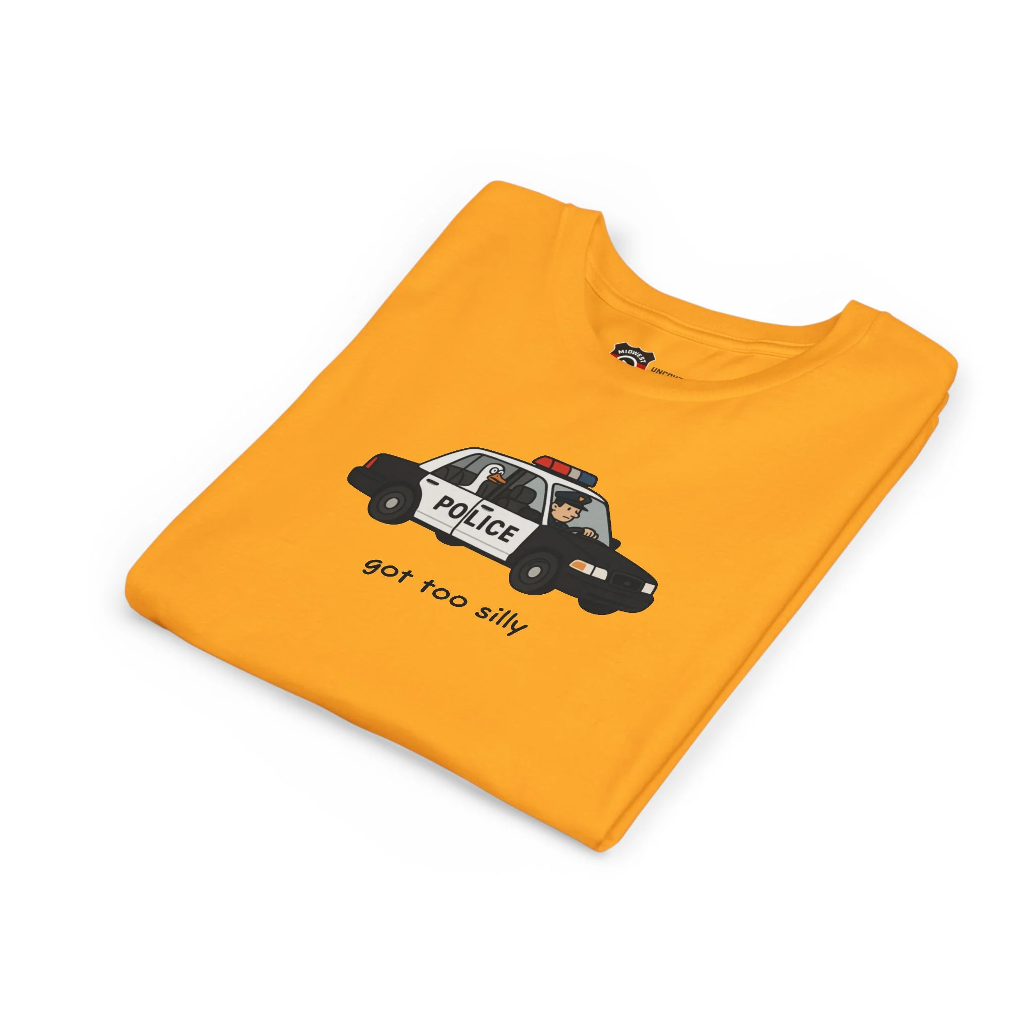 Youth Short Sleeve Tee Funny Police Car, 'Got Too Silly' - Image 32