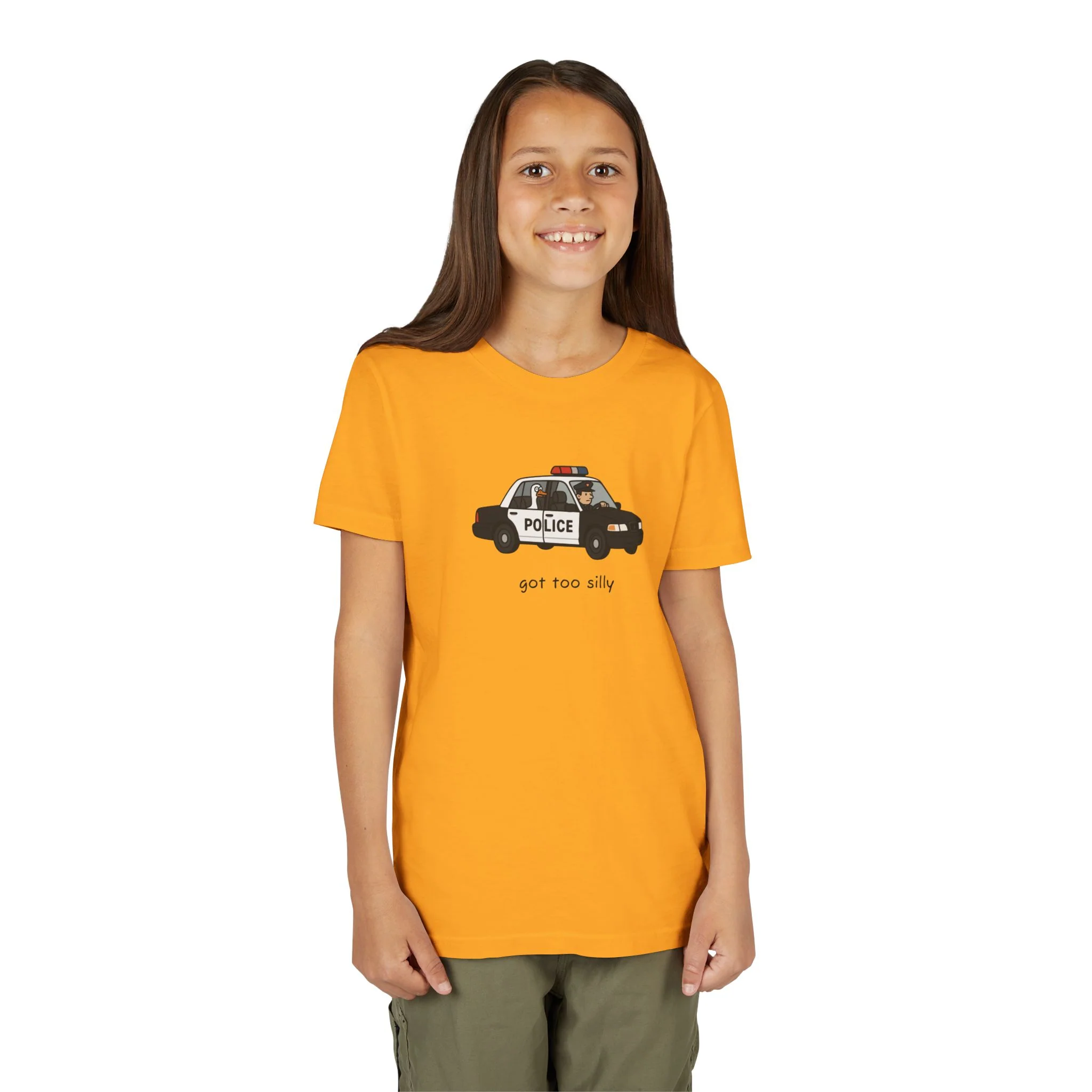 Youth Short Sleeve Tee Funny Police Car, 'Got Too Silly' - Image 34