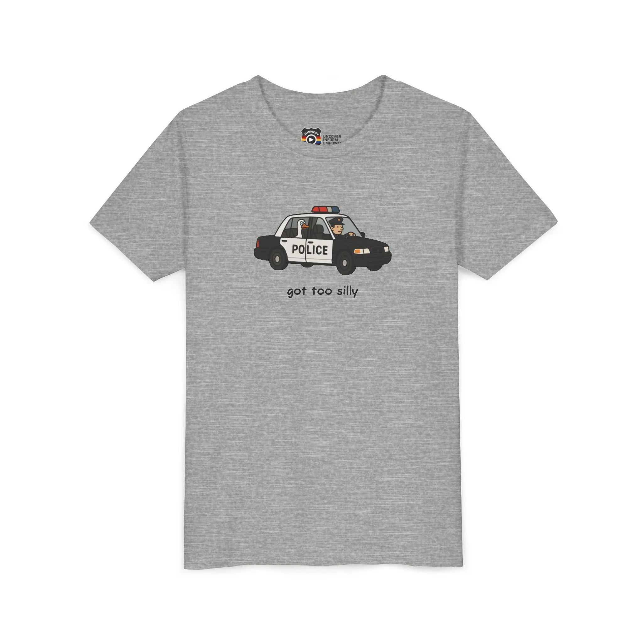 Youth Short Sleeve Tee Funny Police Car, 'Got Too Silly' - Image 35