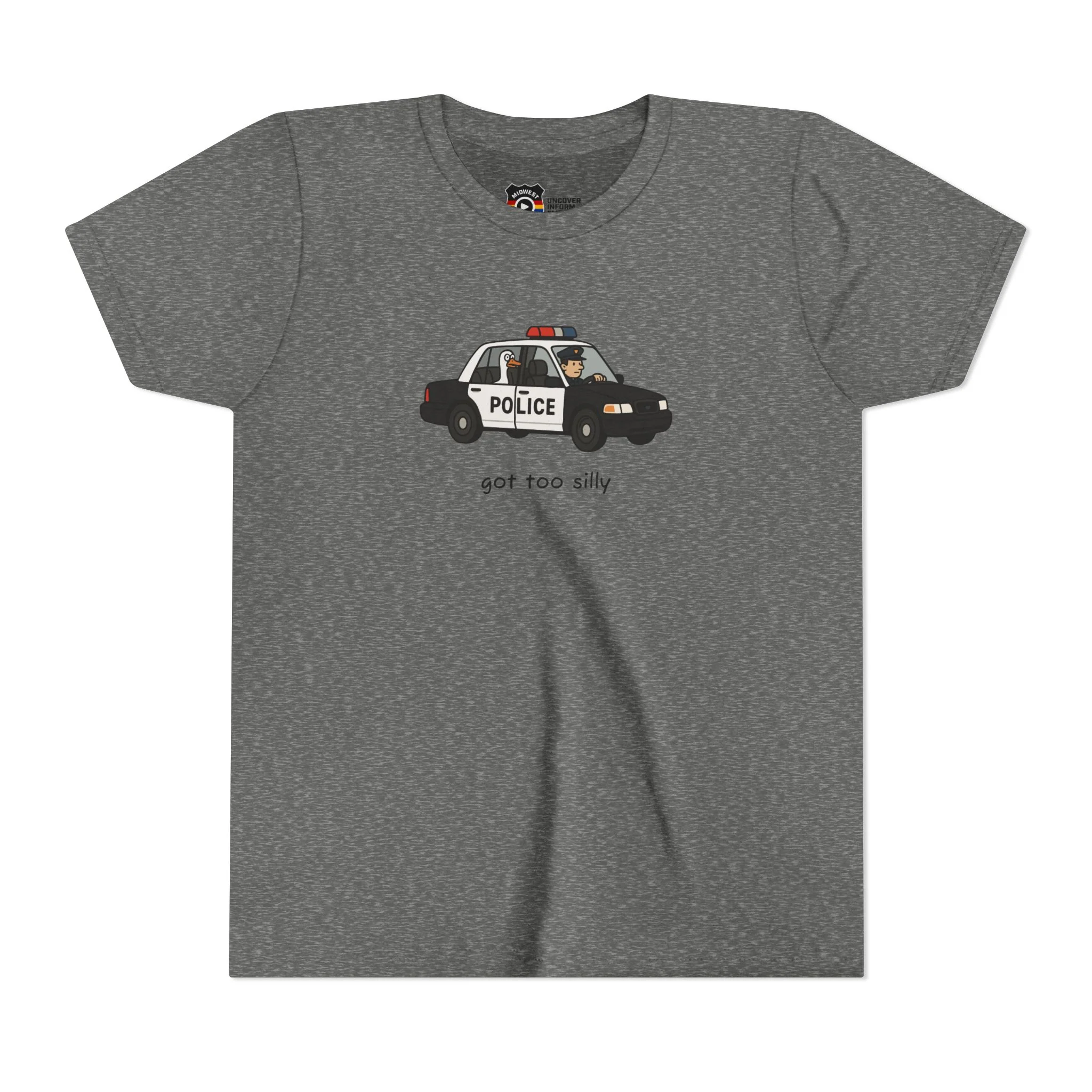 Youth Short Sleeve Tee Funny Police Car, 'Got Too Silly' - Image 4