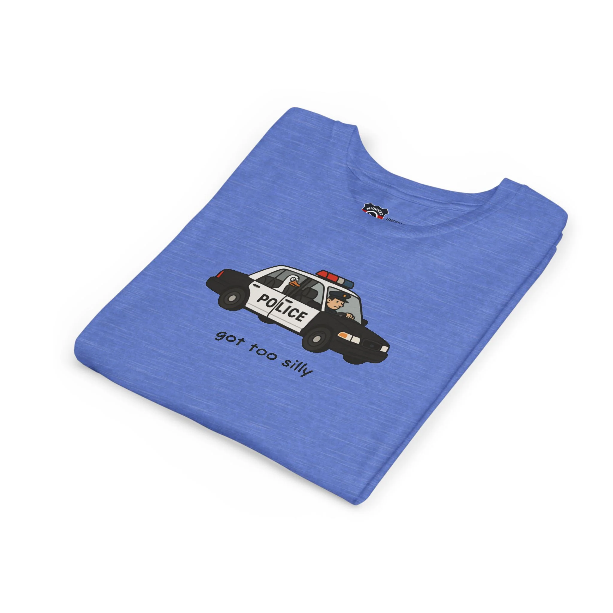 Youth Short Sleeve Tee Funny Police Car, 'Got Too Silly' - Image 41