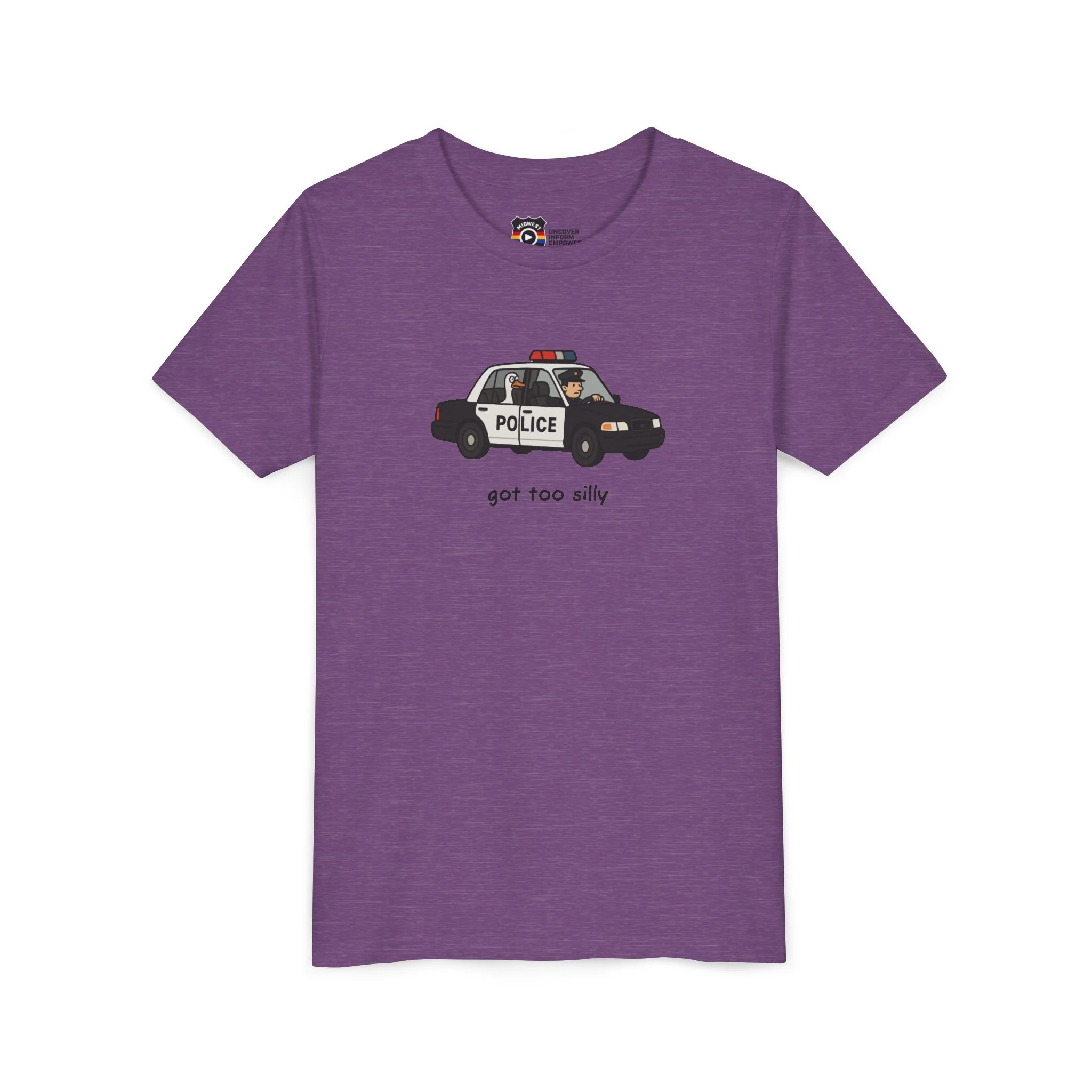 Youth Short Sleeve Tee Funny Police Car, 'Got Too Silly' - Image 47