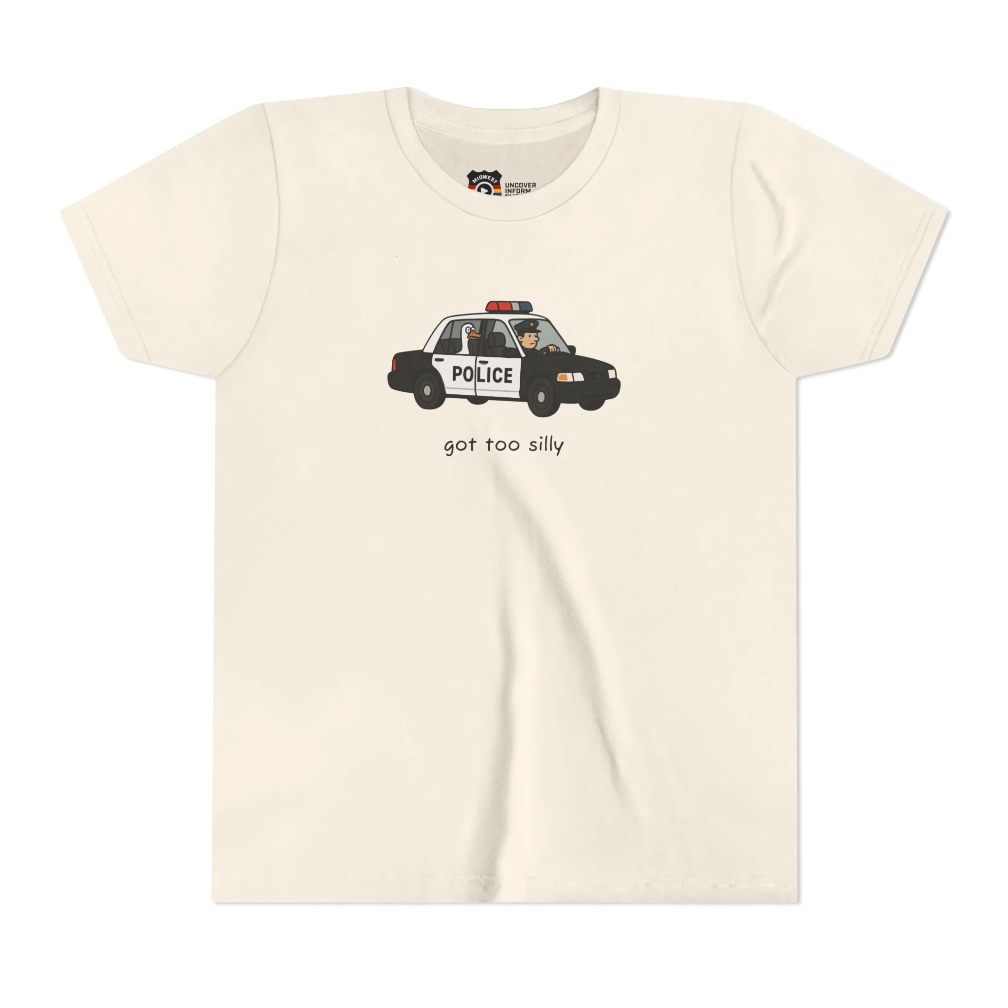 Youth Short Sleeve Tee Funny Police Car, 'Got Too Silly' - Image 5