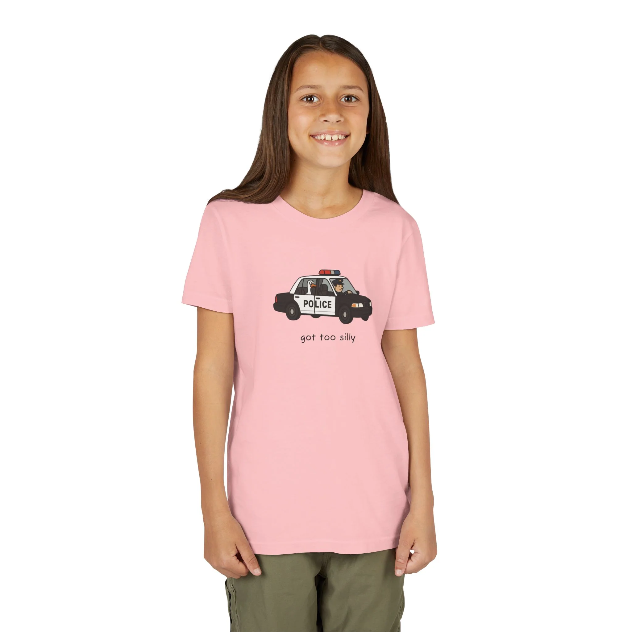Youth Short Sleeve Tee Funny Police Car, 'Got Too Silly' - Image 51