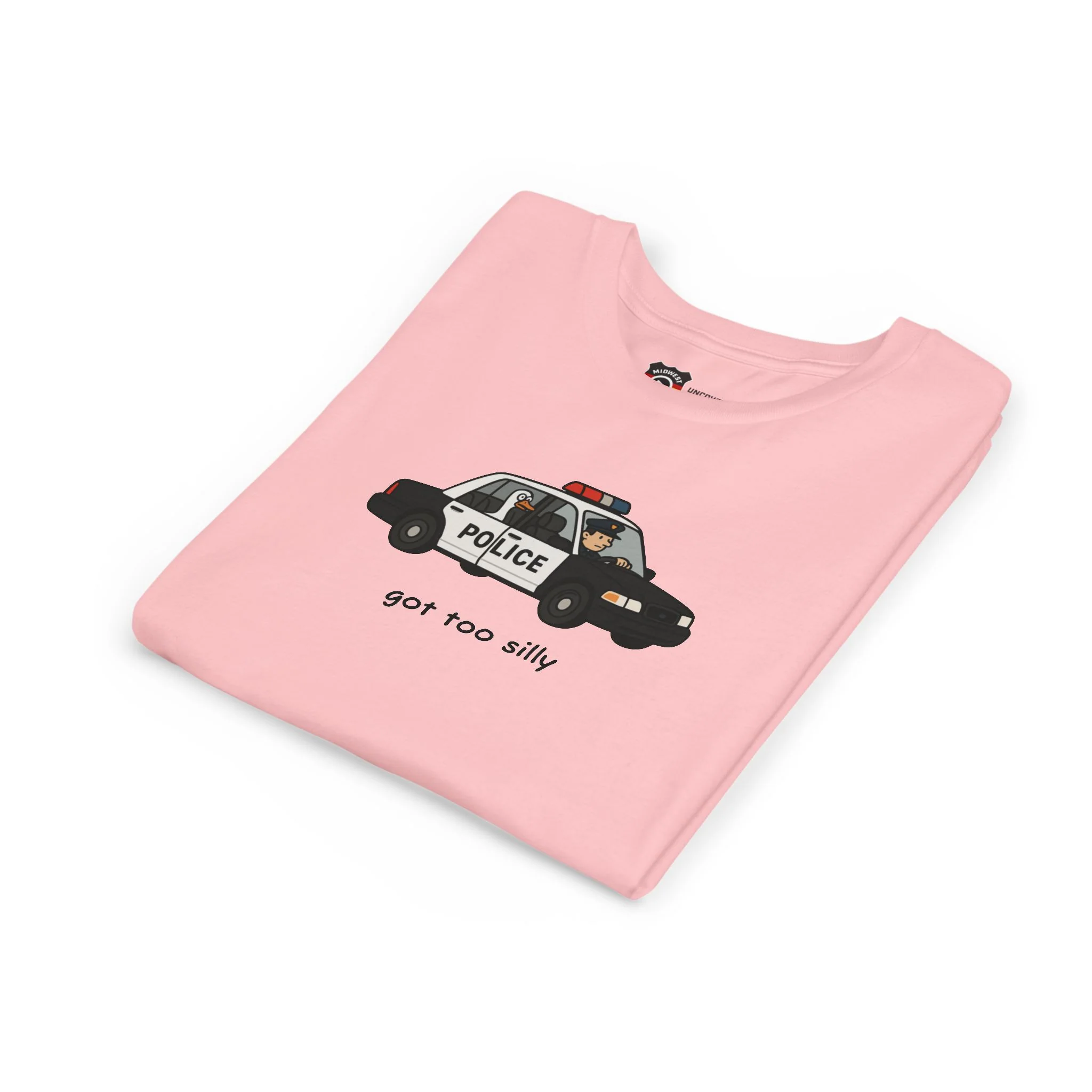 Youth Short Sleeve Tee Funny Police Car, 'Got Too Silly' - Image 52