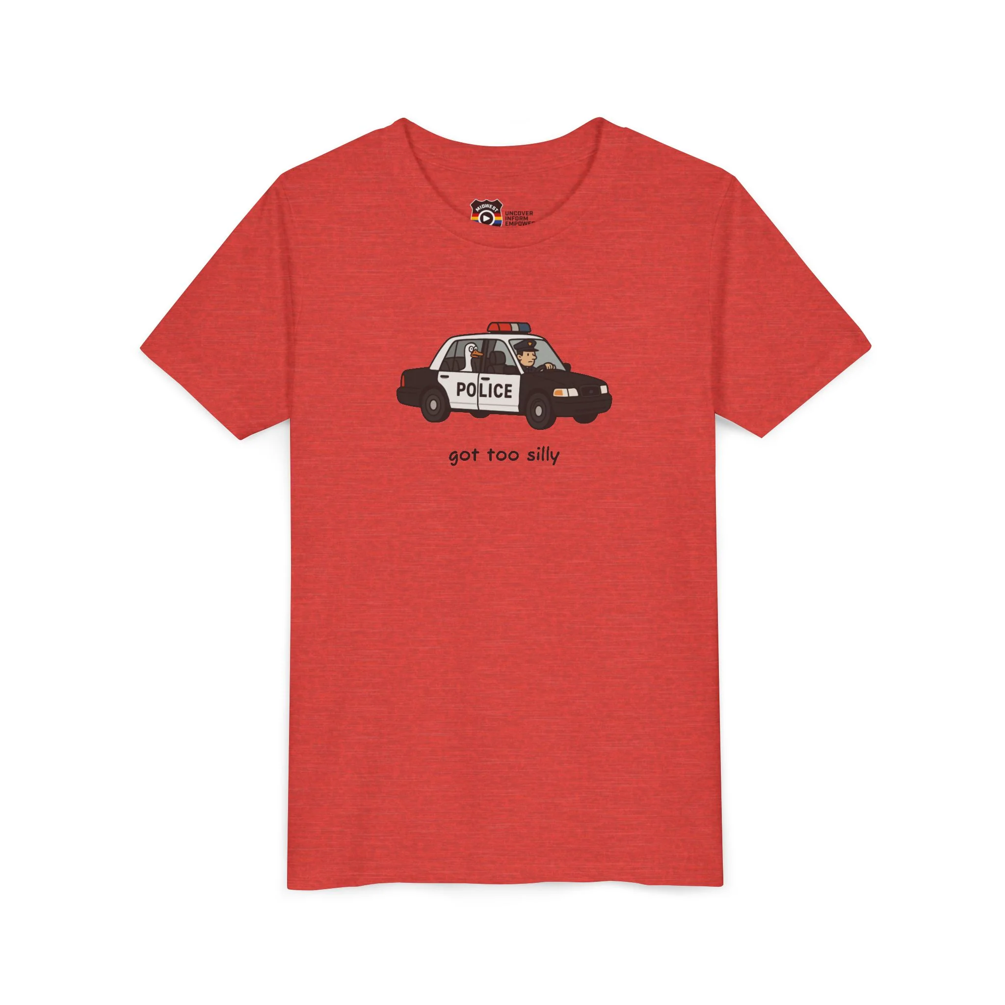 Youth Short Sleeve Tee Funny Police Car, 'Got Too Silly' - Image 54