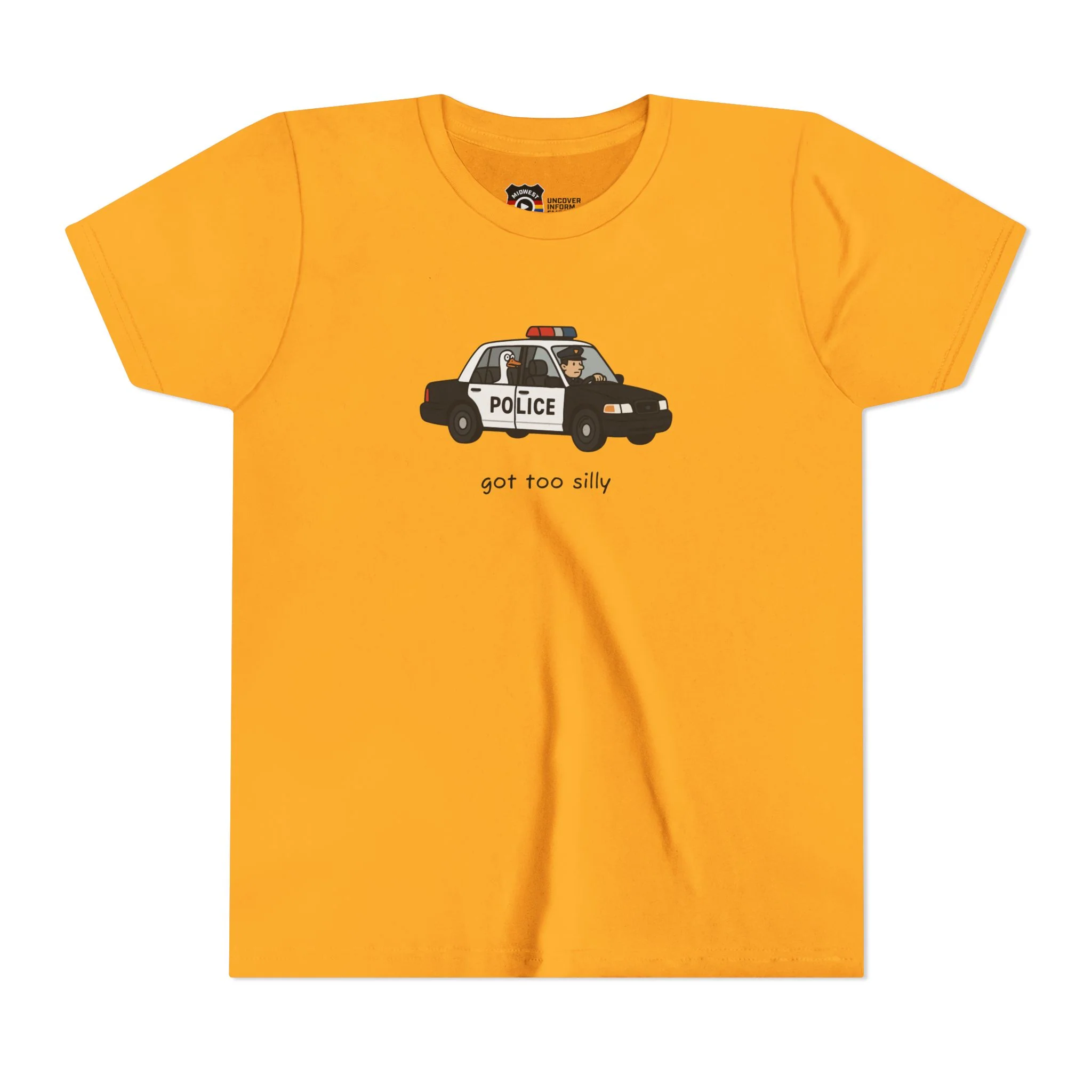 Youth Short Sleeve Tee Funny Police Car, 'Got Too Silly' - Image 6