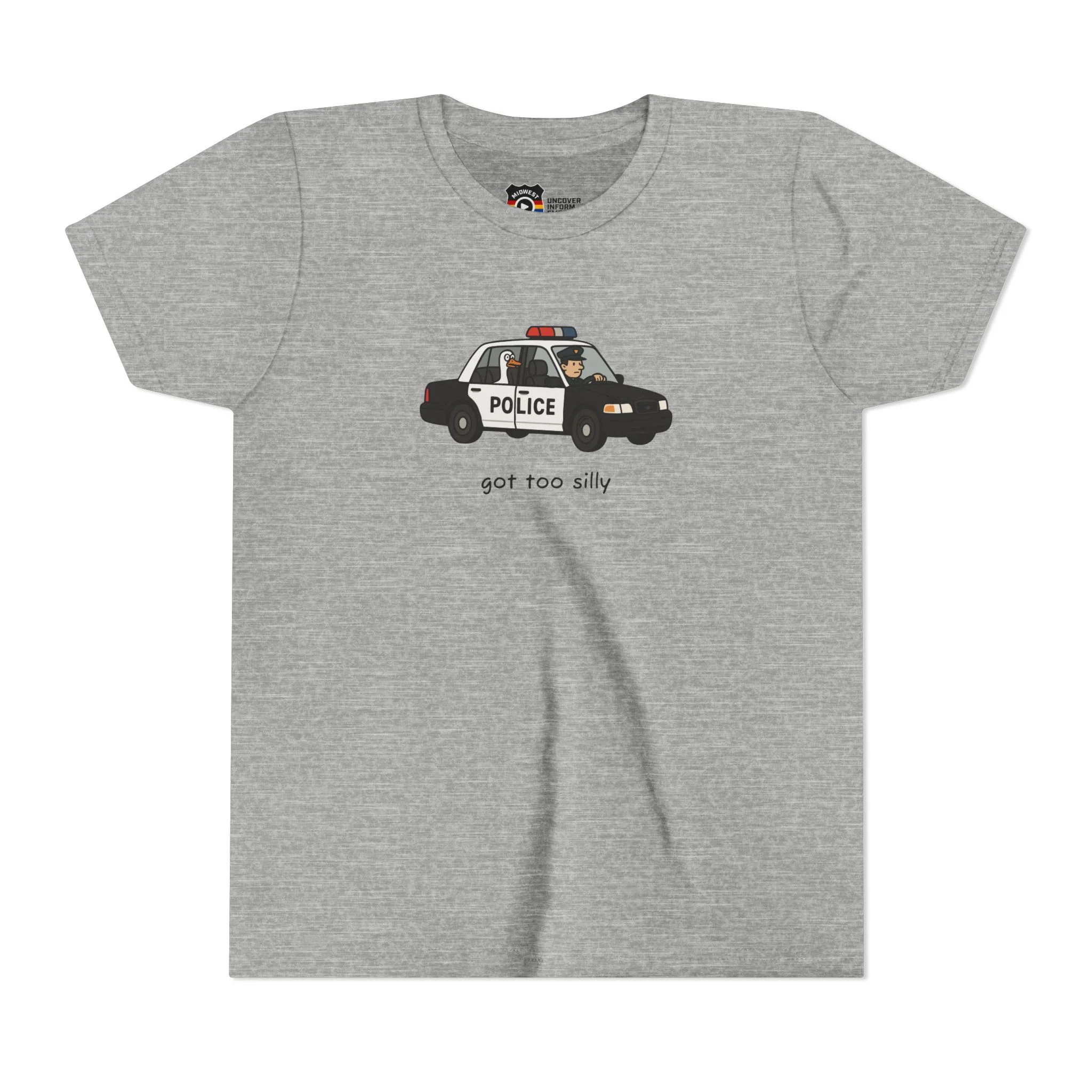 Youth Short Sleeve Tee Funny Police Car, 'Got Too Silly' - Image 7