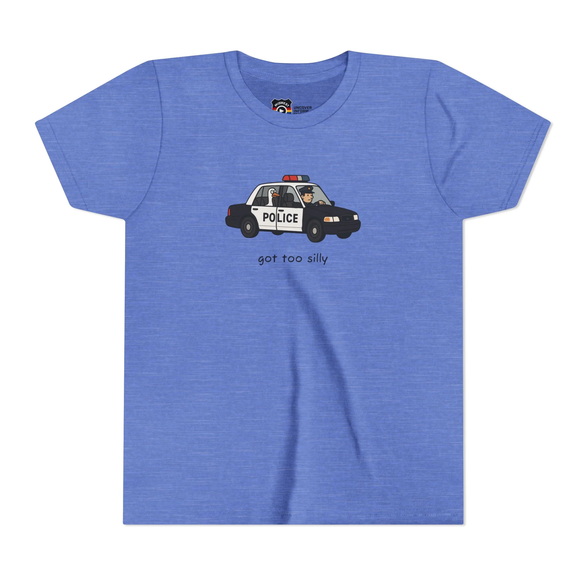 Youth Short Sleeve Tee Funny Police Car, 'Got Too Silly' - Image 8