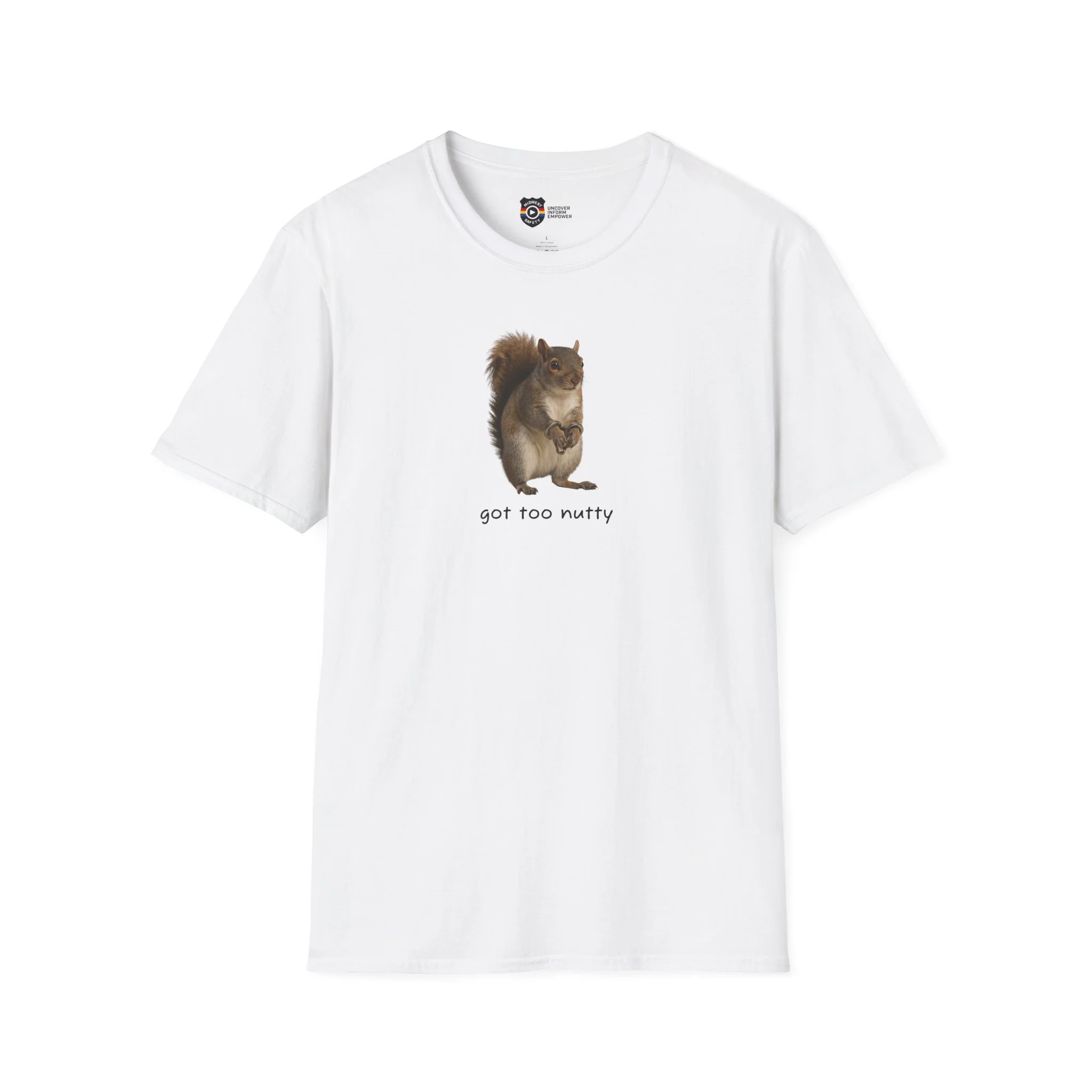 Got Too Nutty Unisex Softstyle Police Silly T-Shirt - Fun & Quirky Graphic Tee - Image 3