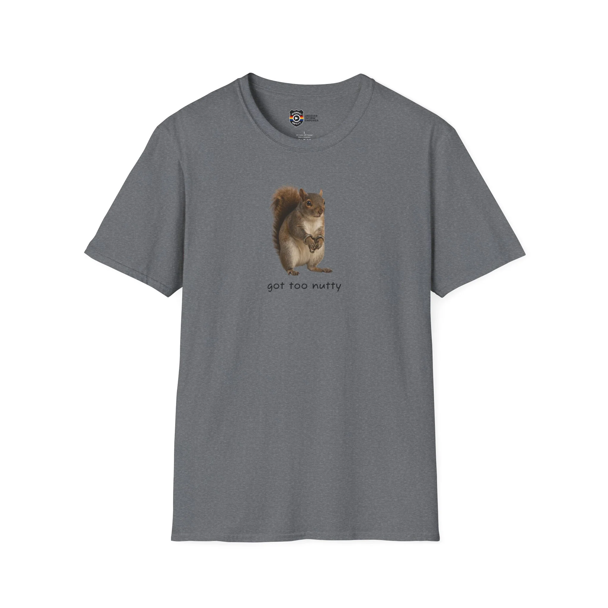 Got Too Nutty Unisex Softstyle Police Silly T-Shirt - Fun & Quirky Graphic Tee - Image 4