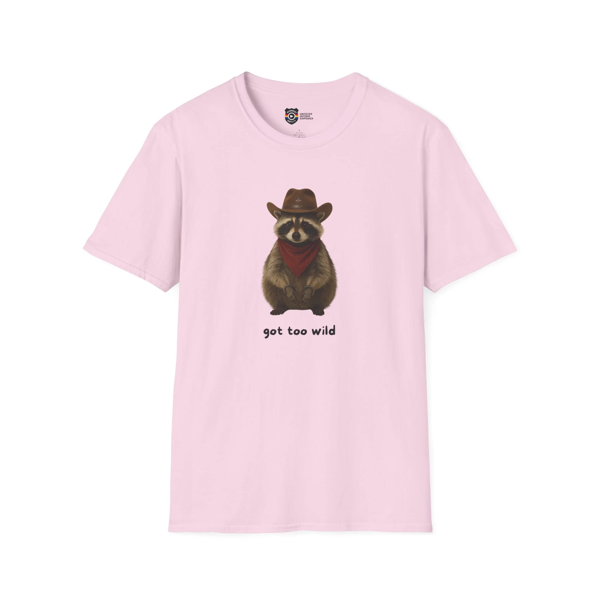 Got Too Wild Raccoon Cowboy Unisex Softstyle T-Shirt - Image 12