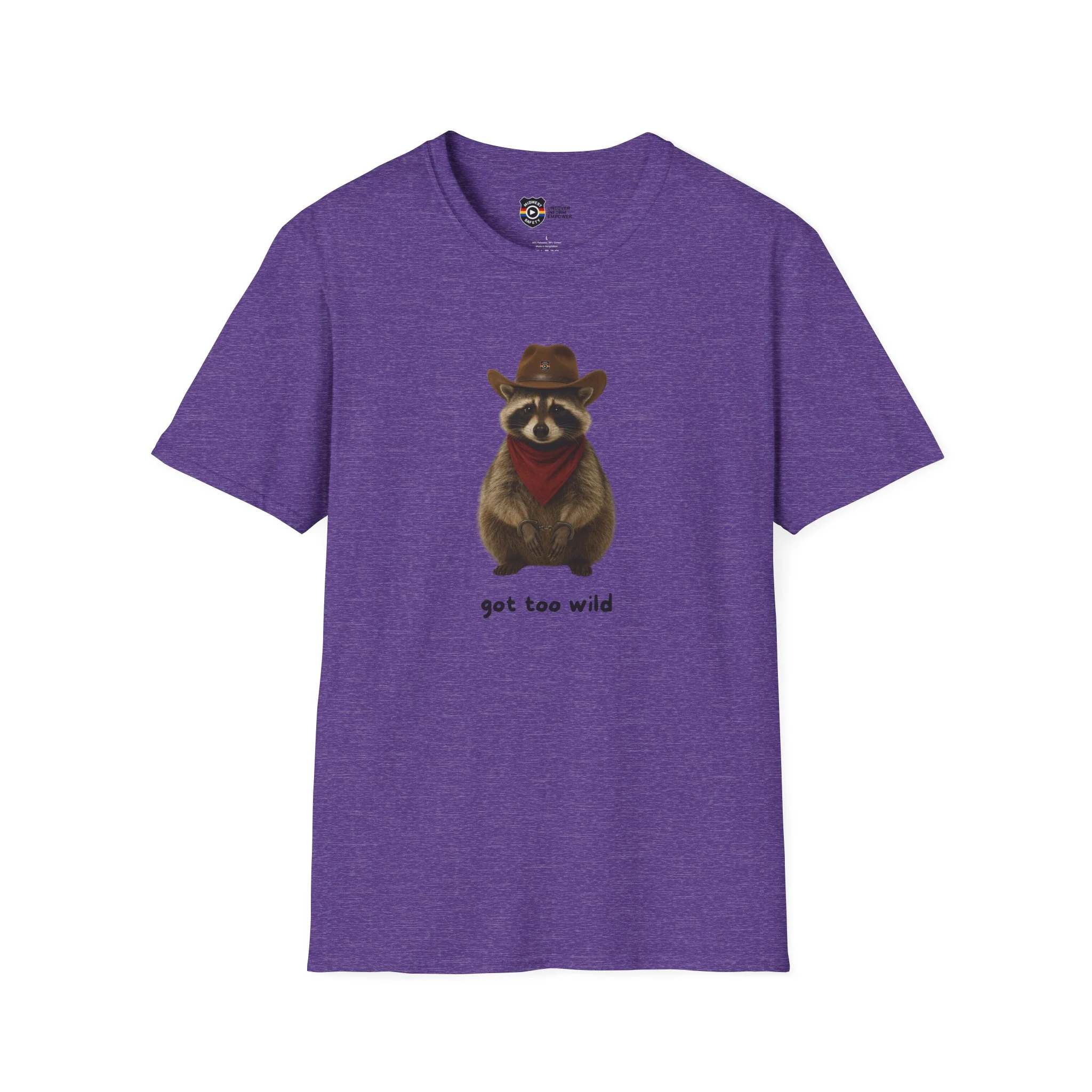 Got Too Wild Raccoon Cowboy Unisex Softstyle T-Shirt - Image 14