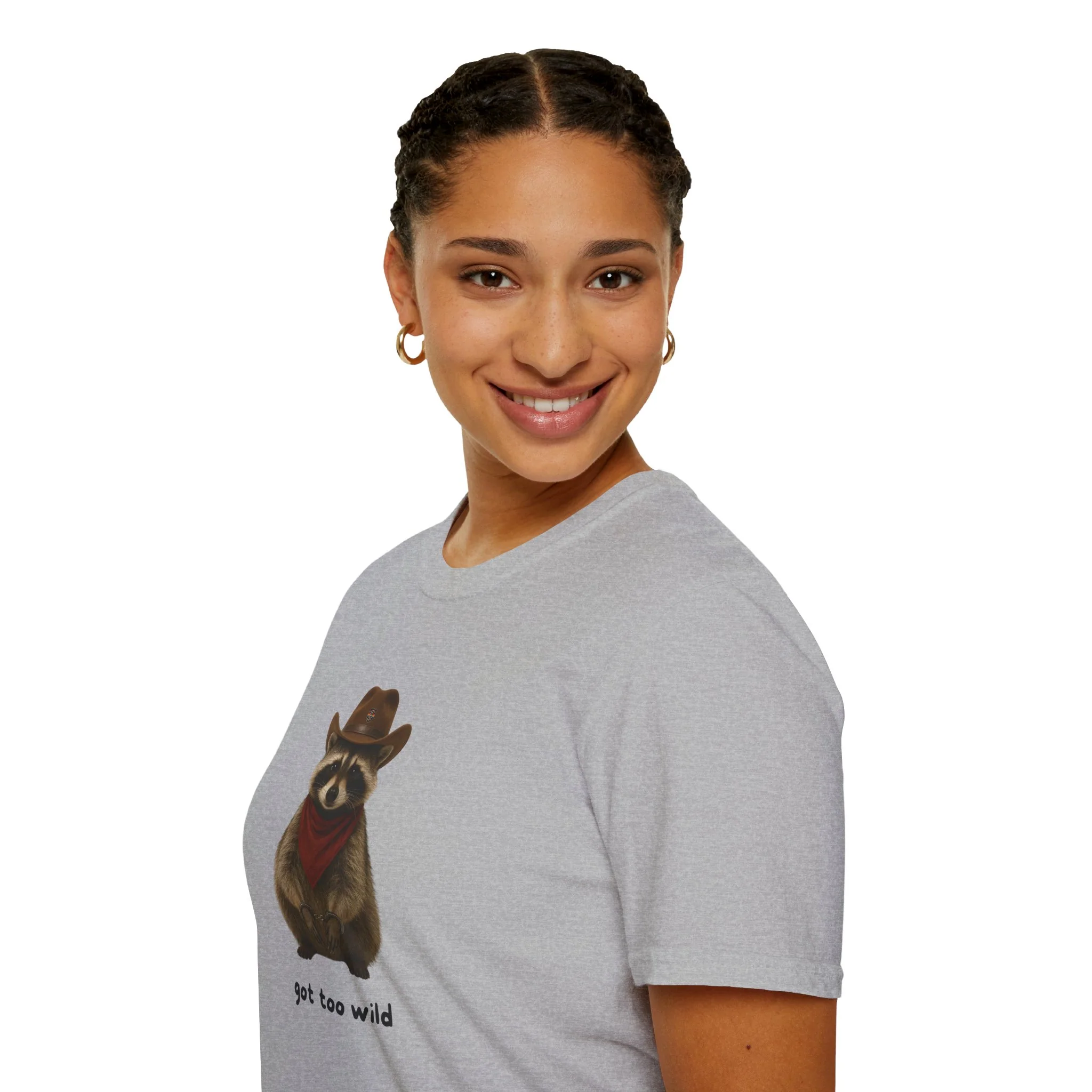 Got Too Wild Raccoon Cowboy Unisex Softstyle T-Shirt - Image 18