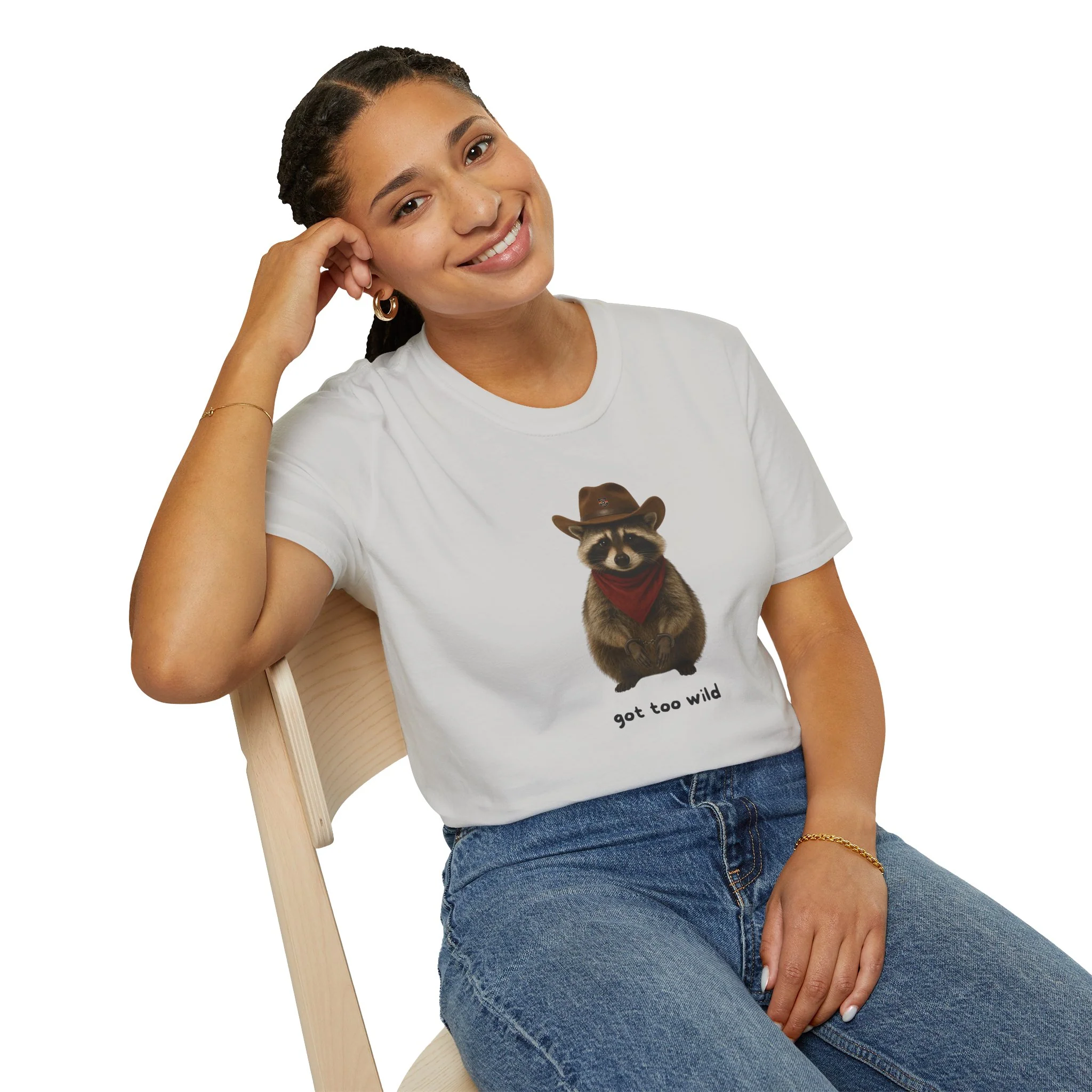 Got Too Wild Raccoon Cowboy Unisex Softstyle T-Shirt - Image 28