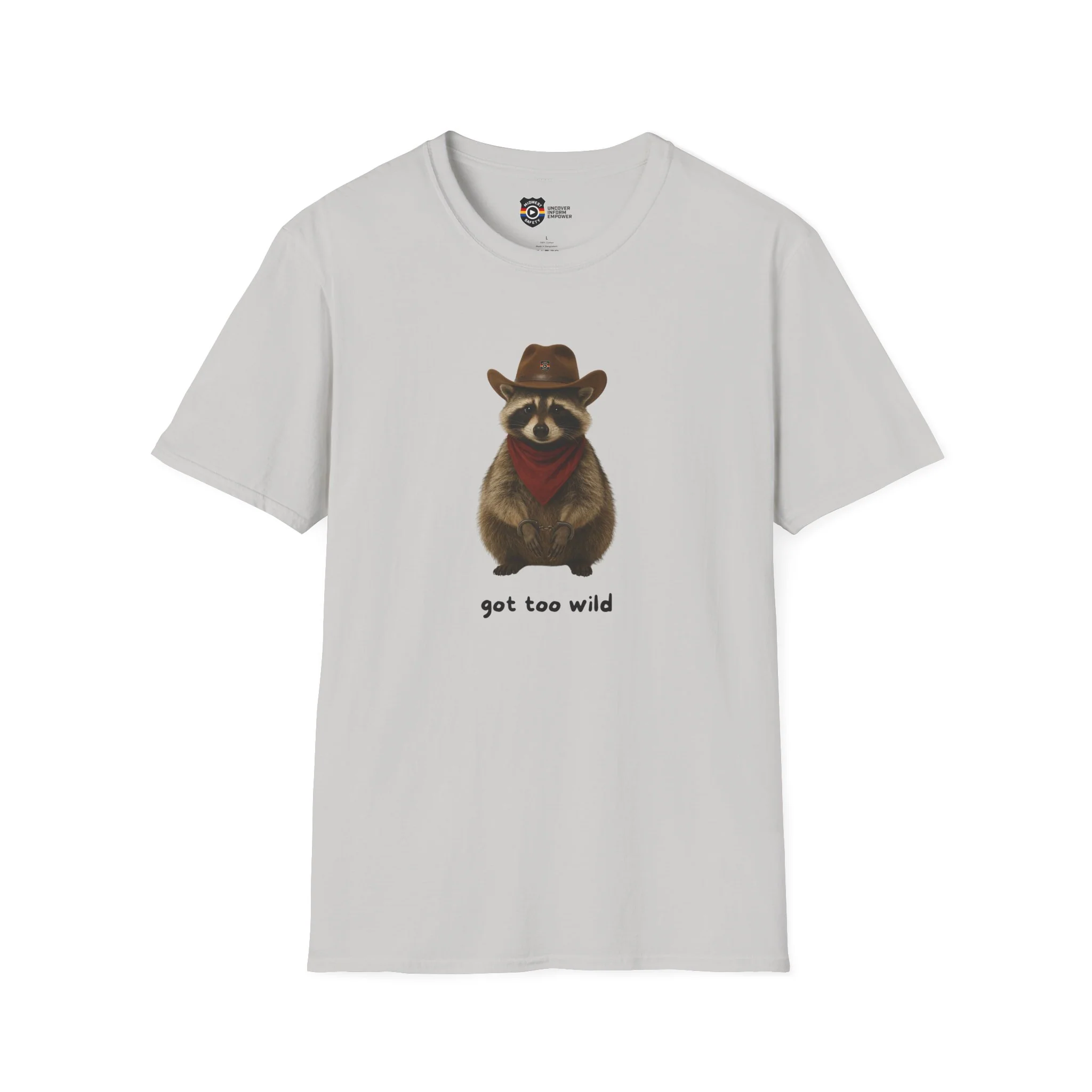 Got Too Wild Raccoon Cowboy Unisex Softstyle T-Shirt - Image 3