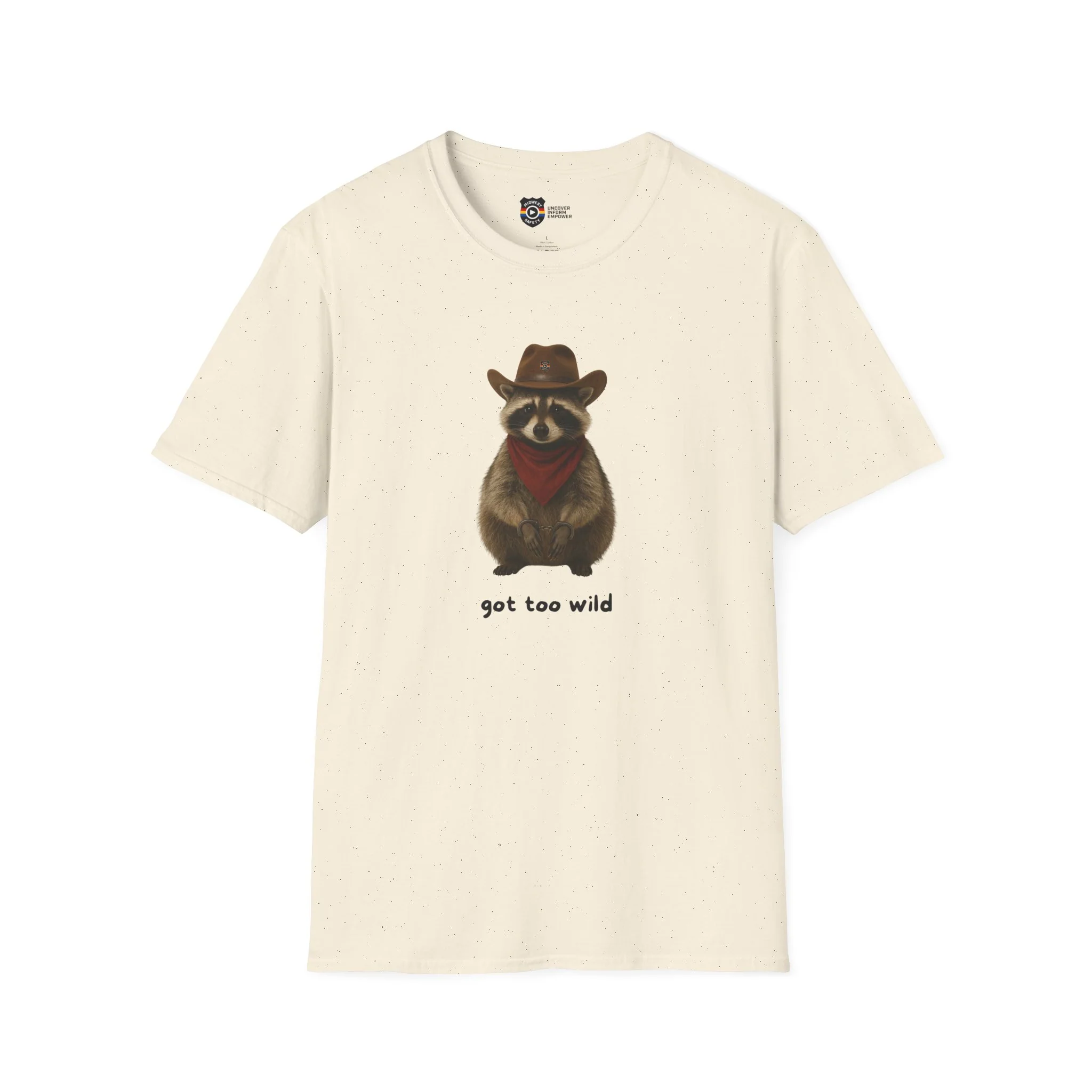 Got Too Wild Raccoon Cowboy Unisex Softstyle T-Shirt - Image 4