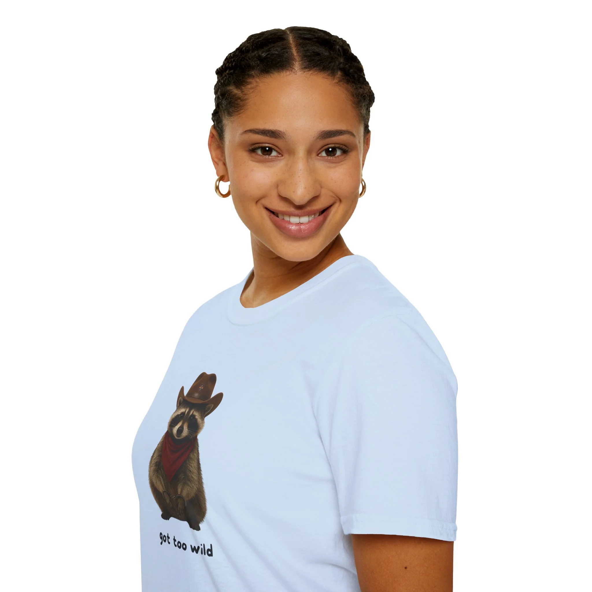 Got Too Wild Raccoon Cowboy Unisex Softstyle T-Shirt - Image 48