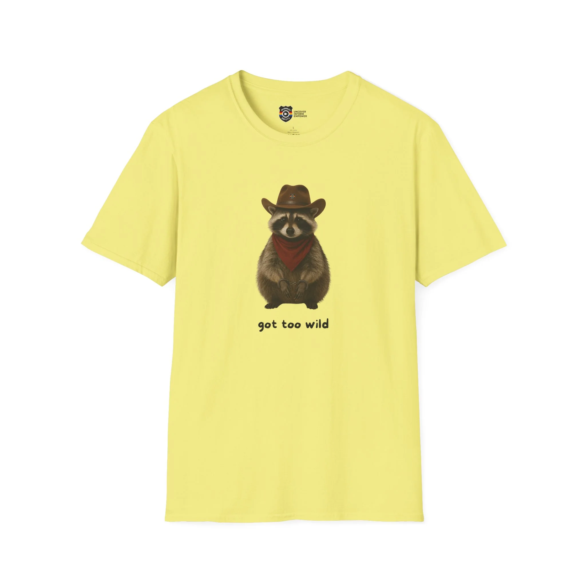 Got Too Wild Raccoon Cowboy Unisex Softstyle T-Shirt - Image 5