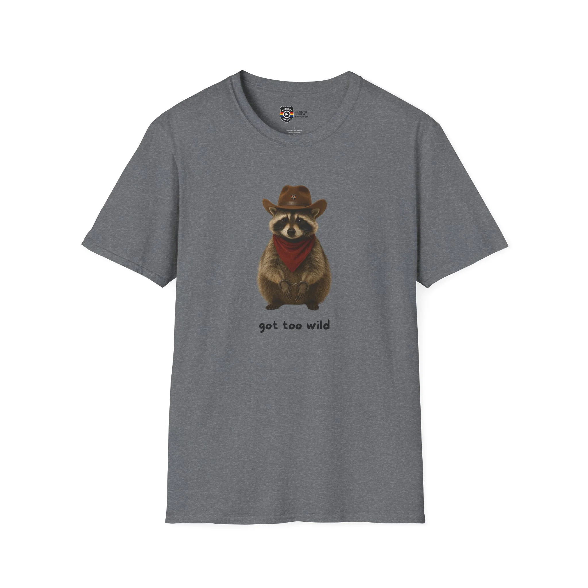 Got Too Wild Raccoon Cowboy Unisex Softstyle T-Shirt - Image 6